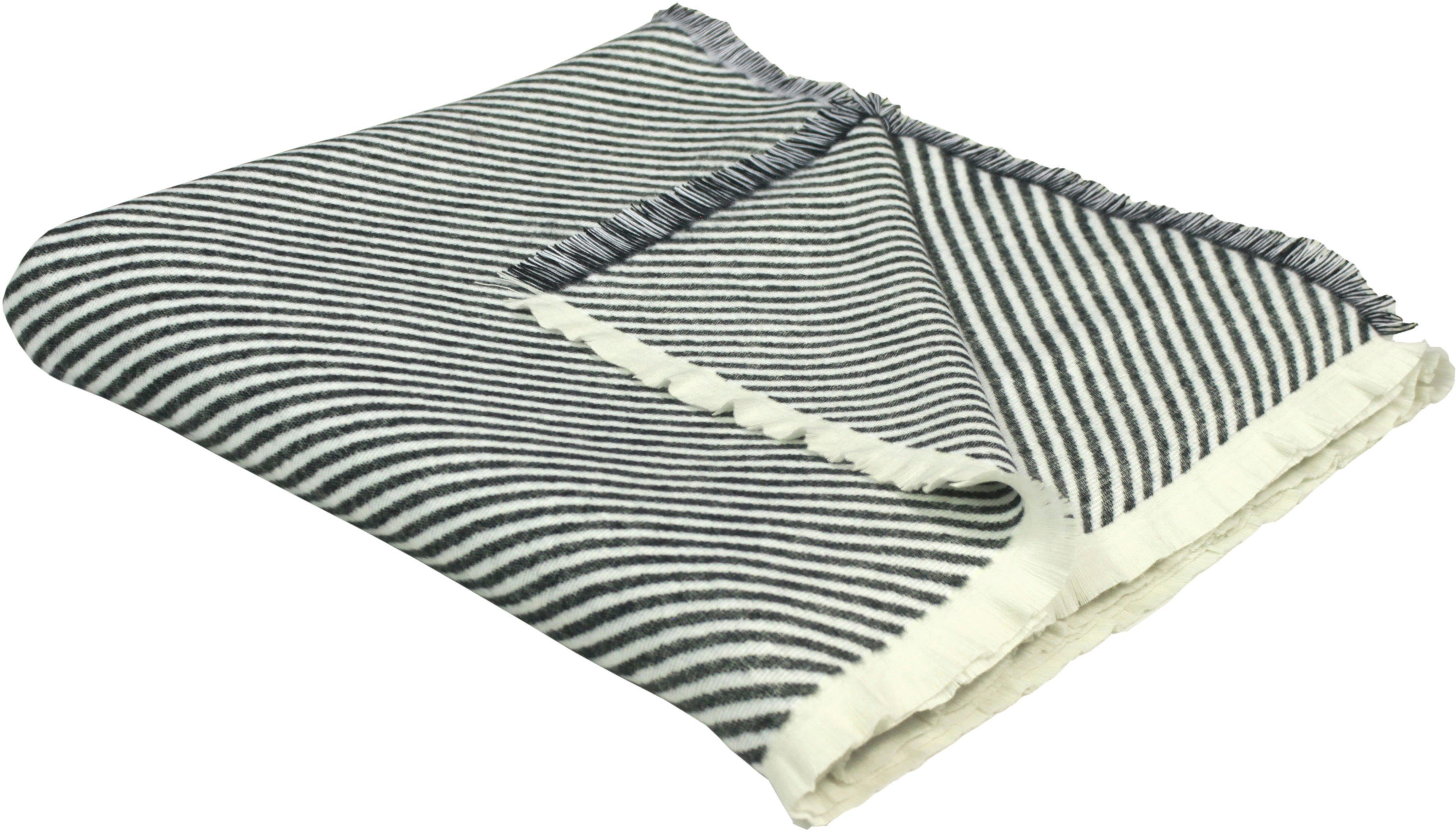 nachhaltig Stripes, zertifiziert Adam, Kuscheldecke dunkelgrau - Wohndecke aus Bio-Baumwolle, GOTS