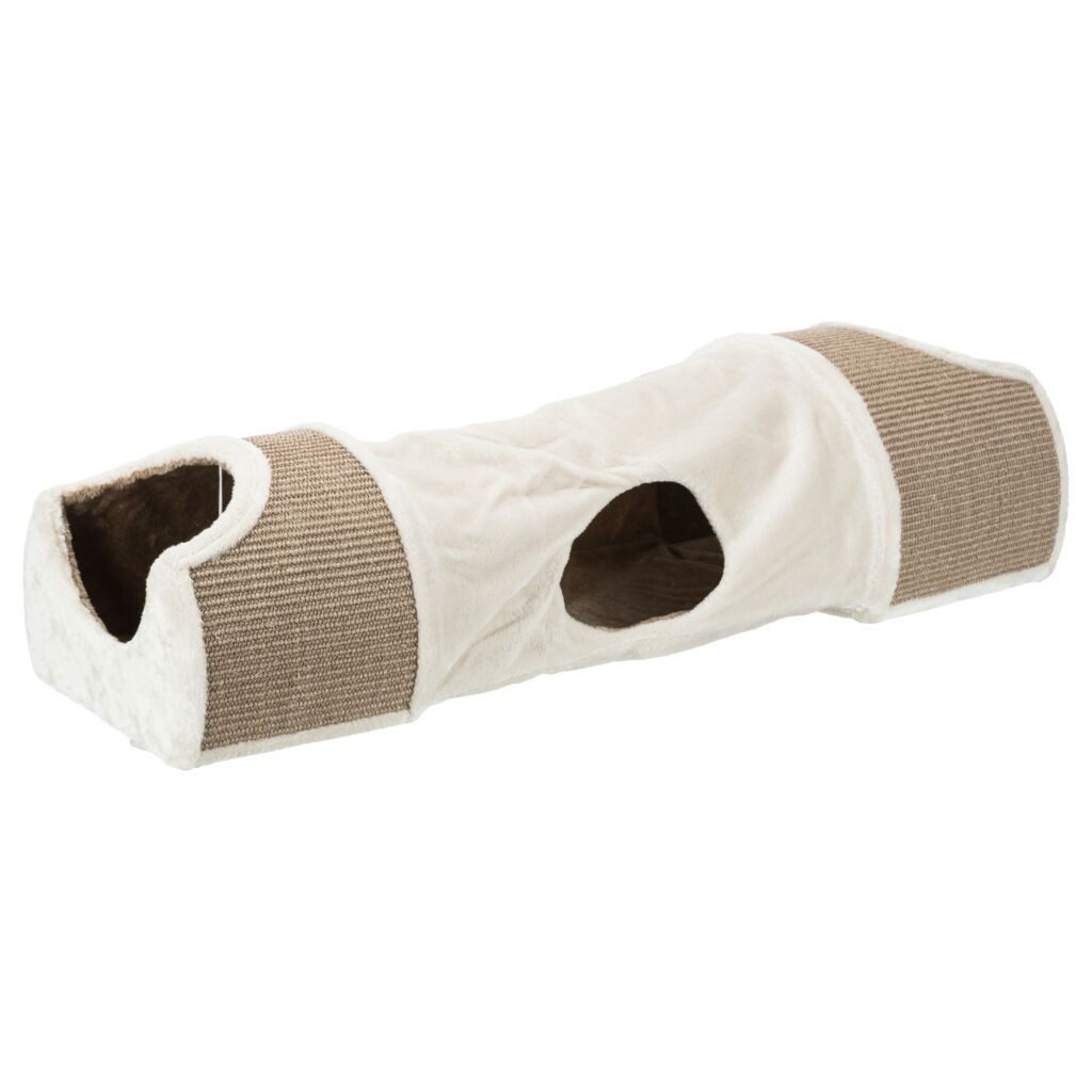 TRIXIE Tiertunnel Kratztunnel - lichtgrau/braun - 110 × 30 × 38 cm, Plüsch