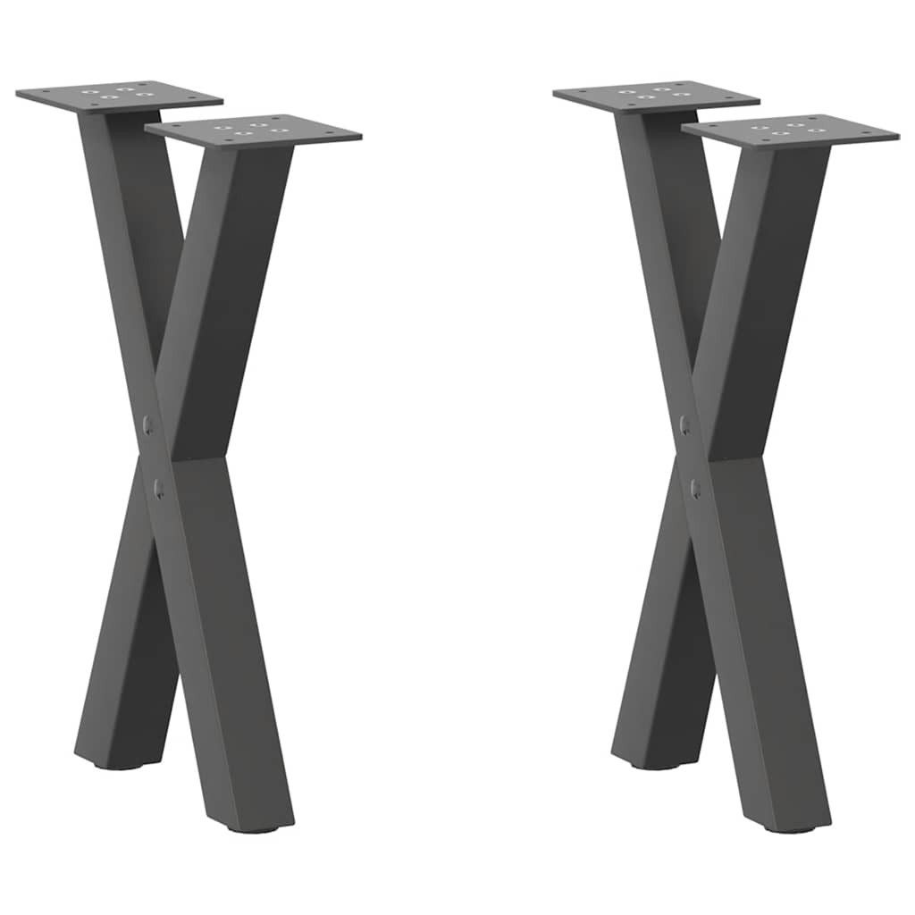 Tischgestell Couchtischbeine X-Form 2 Stk Anthrazit 28x42-43 cm Stahl