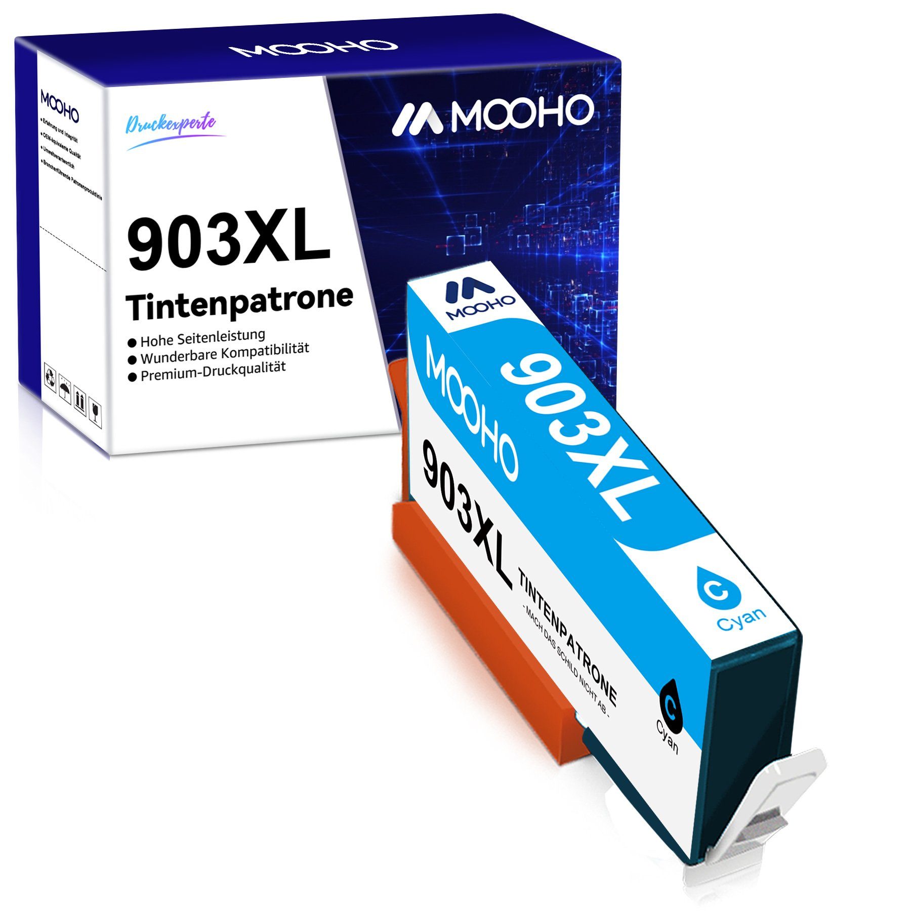 MOOHO 903XL für HP 6950 6960 6961 6963 6965 6968 6970 6974 6975 6976 6978 Tintenpatrone 1x Cyan