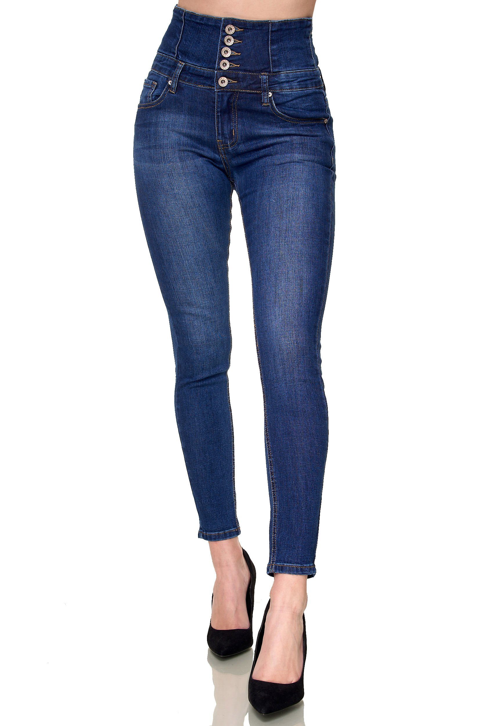 Elara High-waist-Jeans Elara Damen stretch Jeans Skinny High Waist (1-tlg) Navy Hamburg