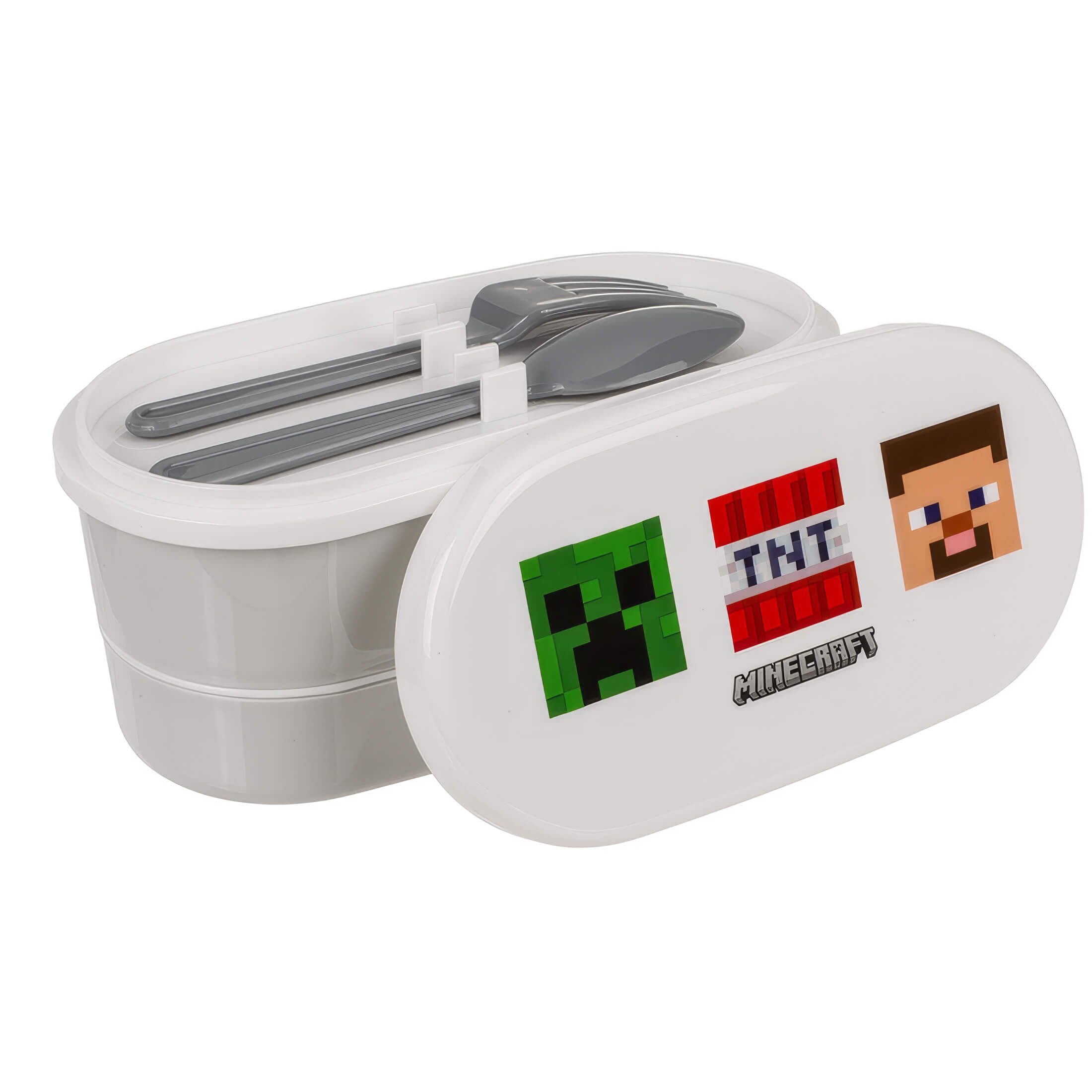 Out of the Blue Lunchbox Brotdose Minecraft mit 2 Fächern und Besteck Lunchbox