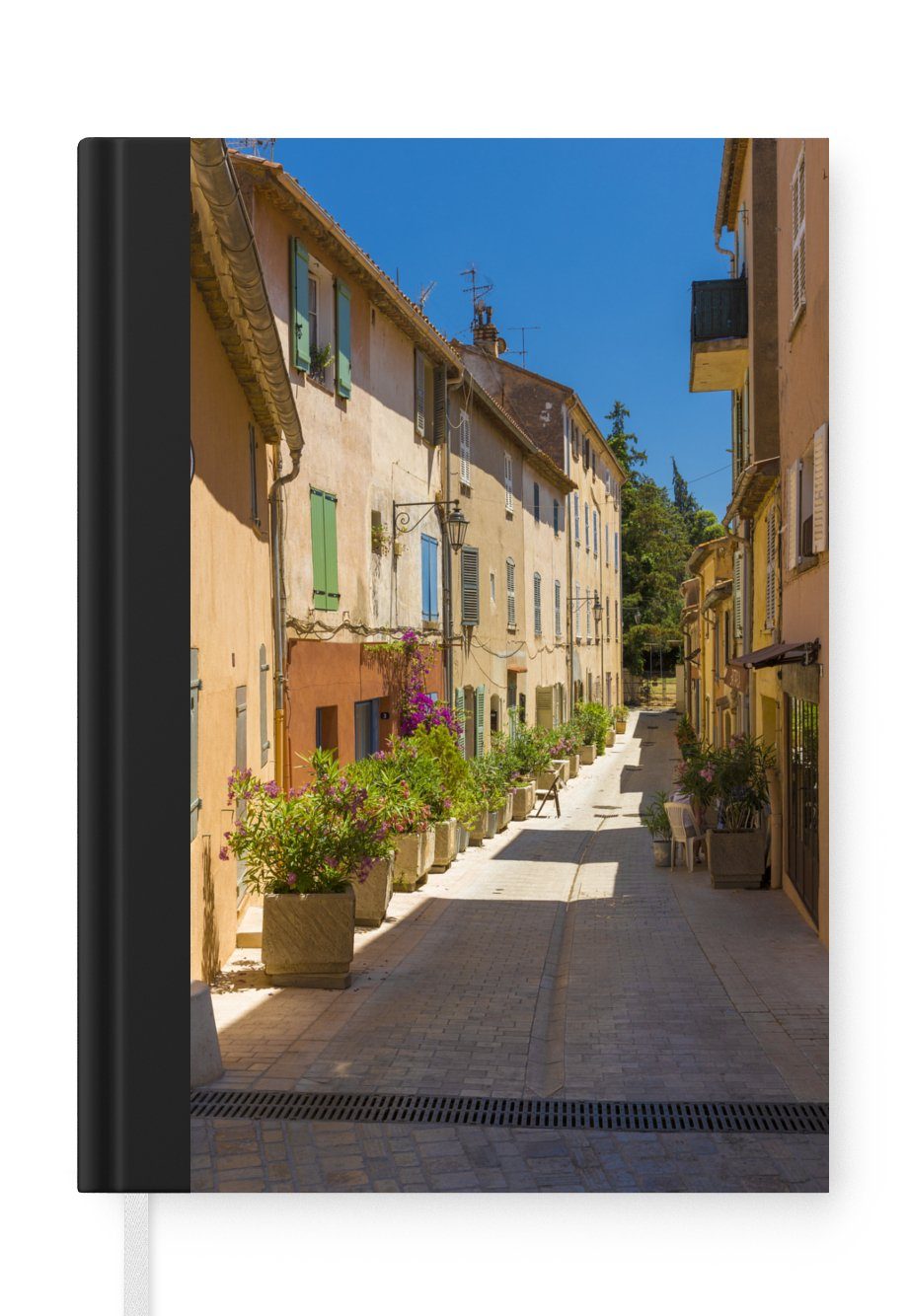 MuchoWow Notizbuch Gemütliche Straße im französischen Saint-Tropez, Journal, Merkzettel, Tagebuch, Notizheft, A5, 98 Seiten, Haushaltsbuch