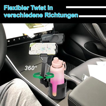 Novzep Becherhalter Getränkehalter-Telefonhalterung für das Auto,2-in-1Auto-Getränkehalter, Expander mit Telefonhalterung, 360-Grad-Drehung, langer Arm