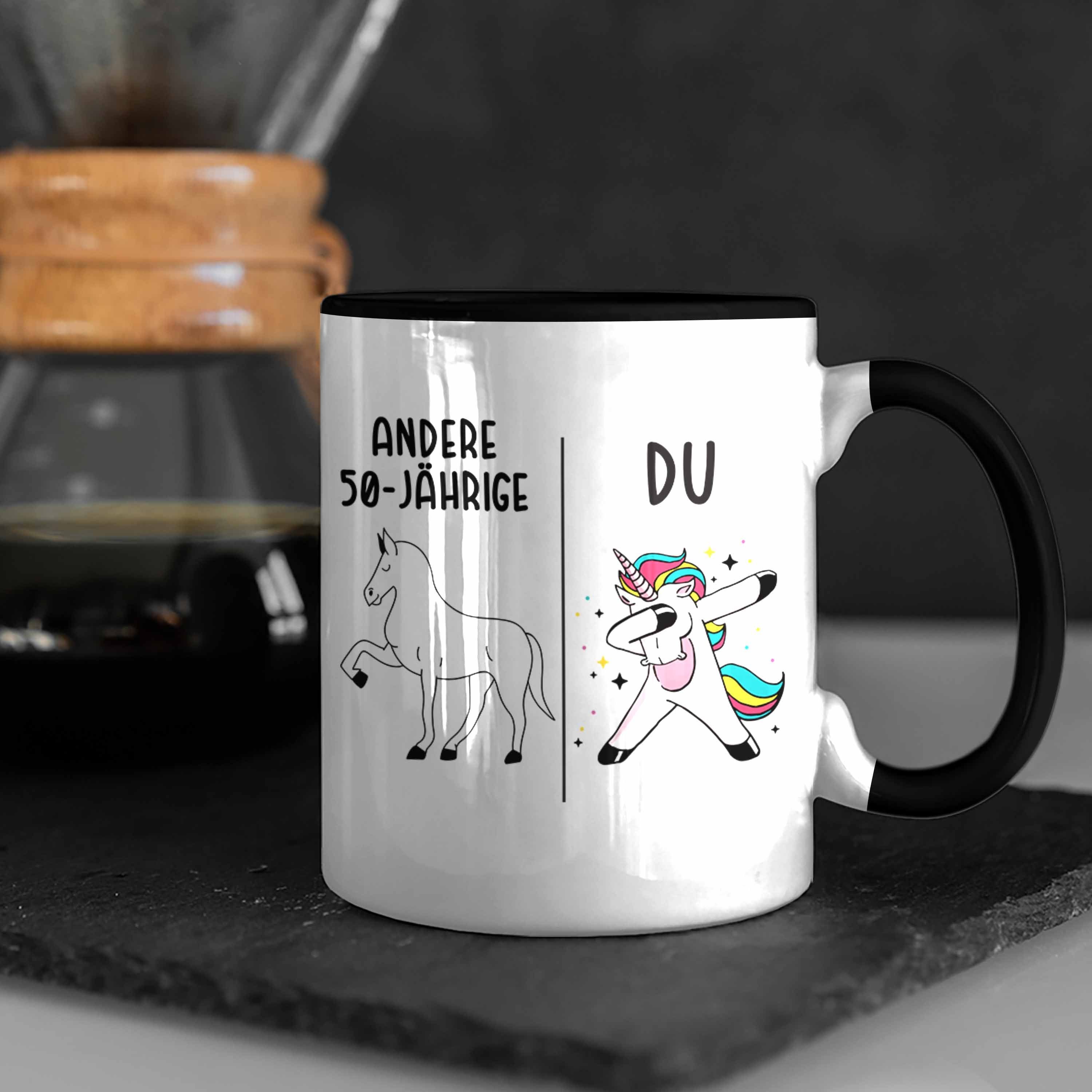 - Geschenk 50. Geburtstag Einhorn 50er Geburtstag Frauen Mutter Tasse Trendation Geschenkidee Mama Tasse Schwarz Trendation