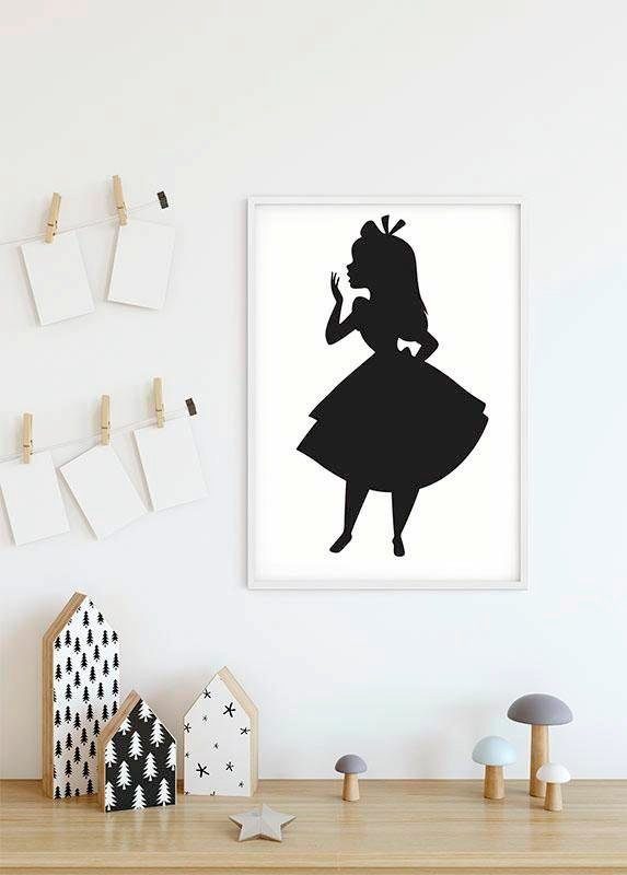 Komar Bild Alice Silhouette, Disney (1 St), Wandbild zur Dekoration im Kinderzimmer - ohne Rahmen