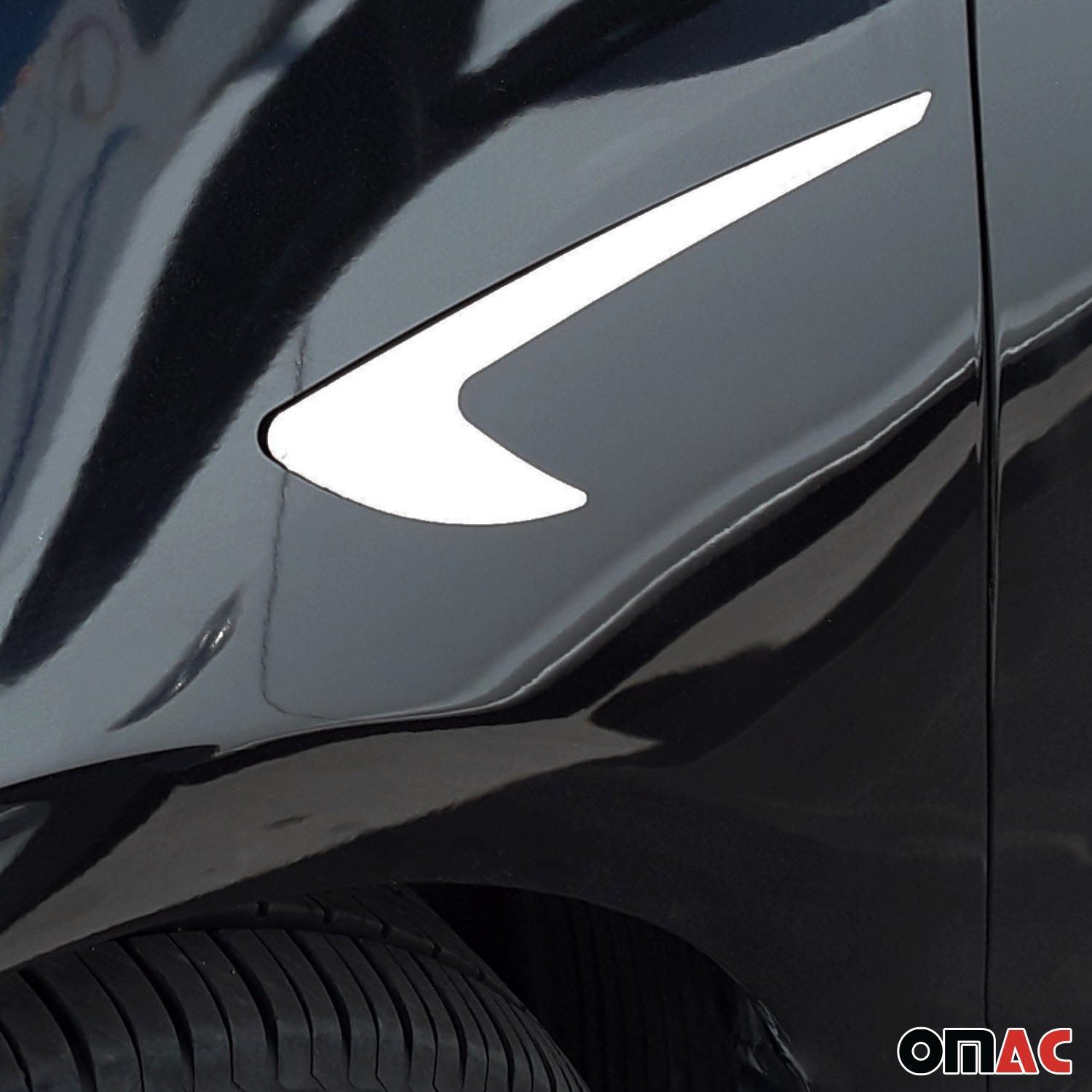 OMAC Zierleisten-Aufkleber Seitendekor für VW T6.1 Transporter 2019-2024 Chrom Edelstahl 2x, (2tlg), Langlebig,Einfache Reinigung,Einfache Installation,Rostbeständig