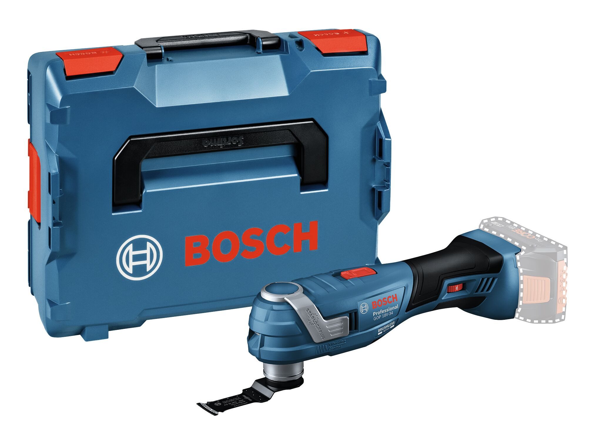 BOSCH Akku-Multischleifer GOP 18V-34, 20000 U/min, Multi-Cutter Ohne Akku - in L-BOXX 136