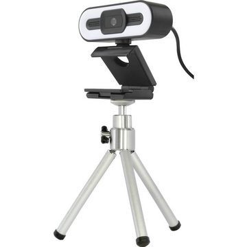 Renkforce Webcam mit 2K HD-Auflösung und Videoleuchte Webcam (Klemm-Halterung)