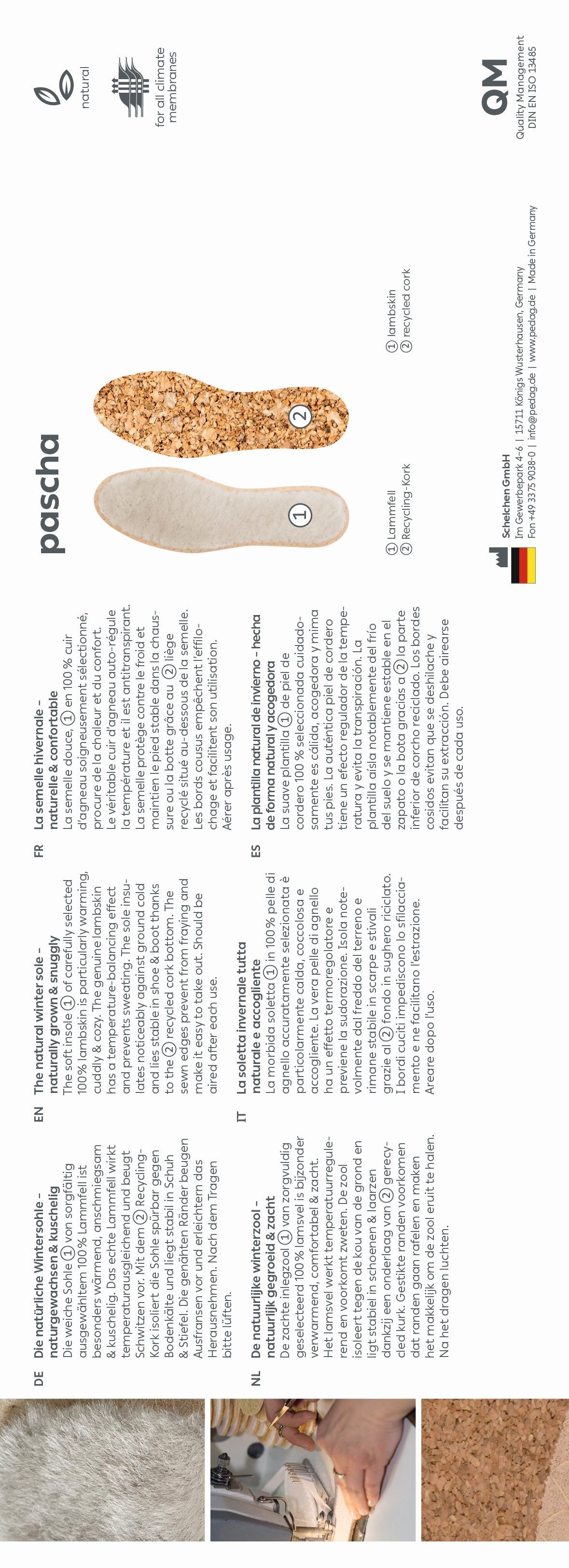 Pedag Lammfellsohlen Pascha Kids - Natur pur Lammfellsohle mit Kork – Bild 4 von 4