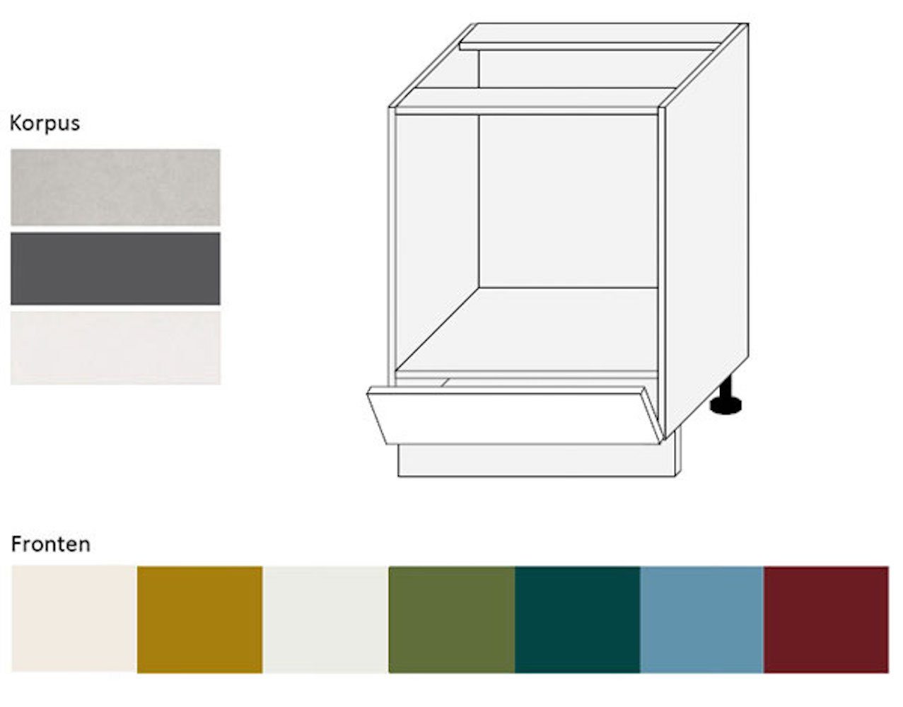 Feldmann-Wohnen Unterschrank Rimini (1 Geätefach, 1 Klappe, 1-St., moderne Optik, MDF Kasetten-Fronten, Soft-Close) 60x50x82cm Farbe wählbar