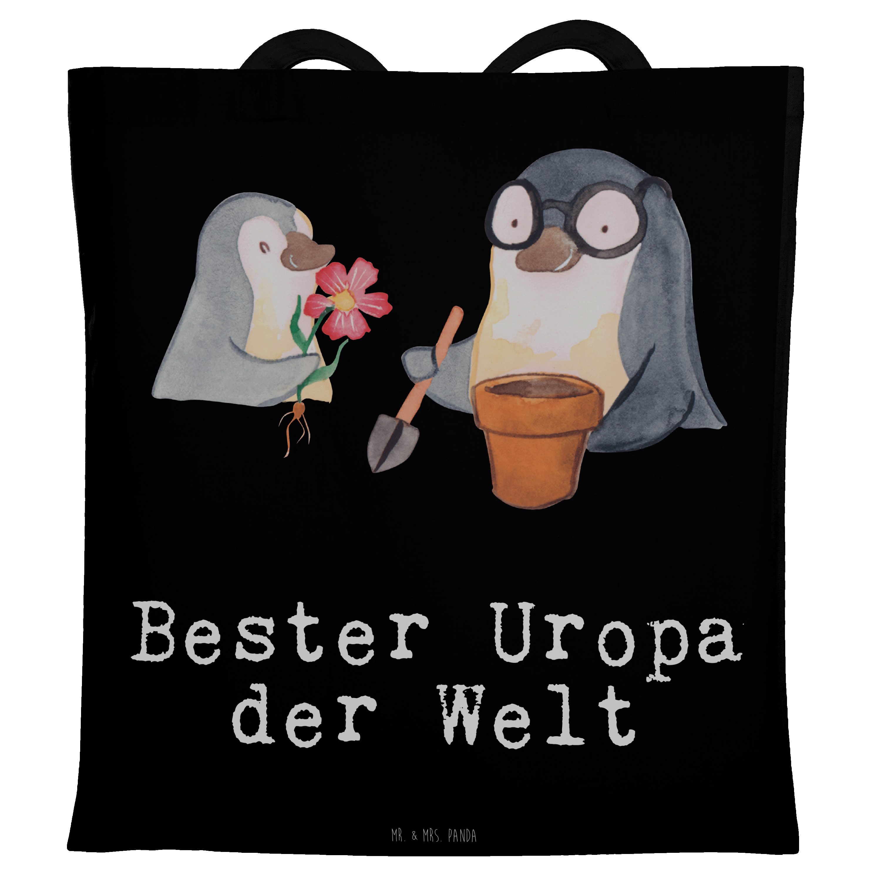 Mr. Tragetasche & Uropa - Schwarz Mrs. der Geschenk, Großeltern, Pinguin Panda Welt Danke (1-tlg) Bester -
