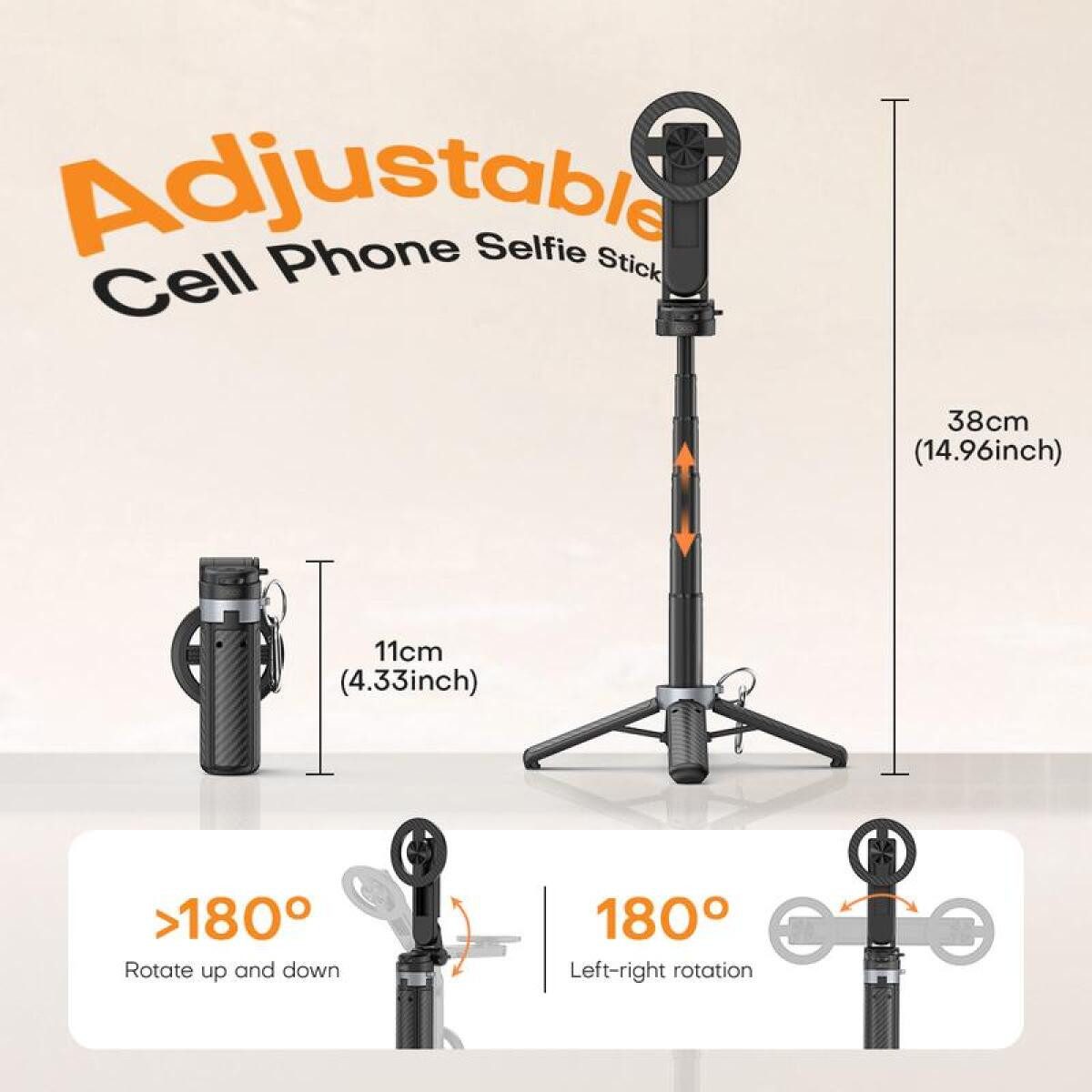 FELIXLEO Magnethalter Multifunktionaler magnetischer Mini-Selfie-Stick mit 360°-Drehung (1-St)