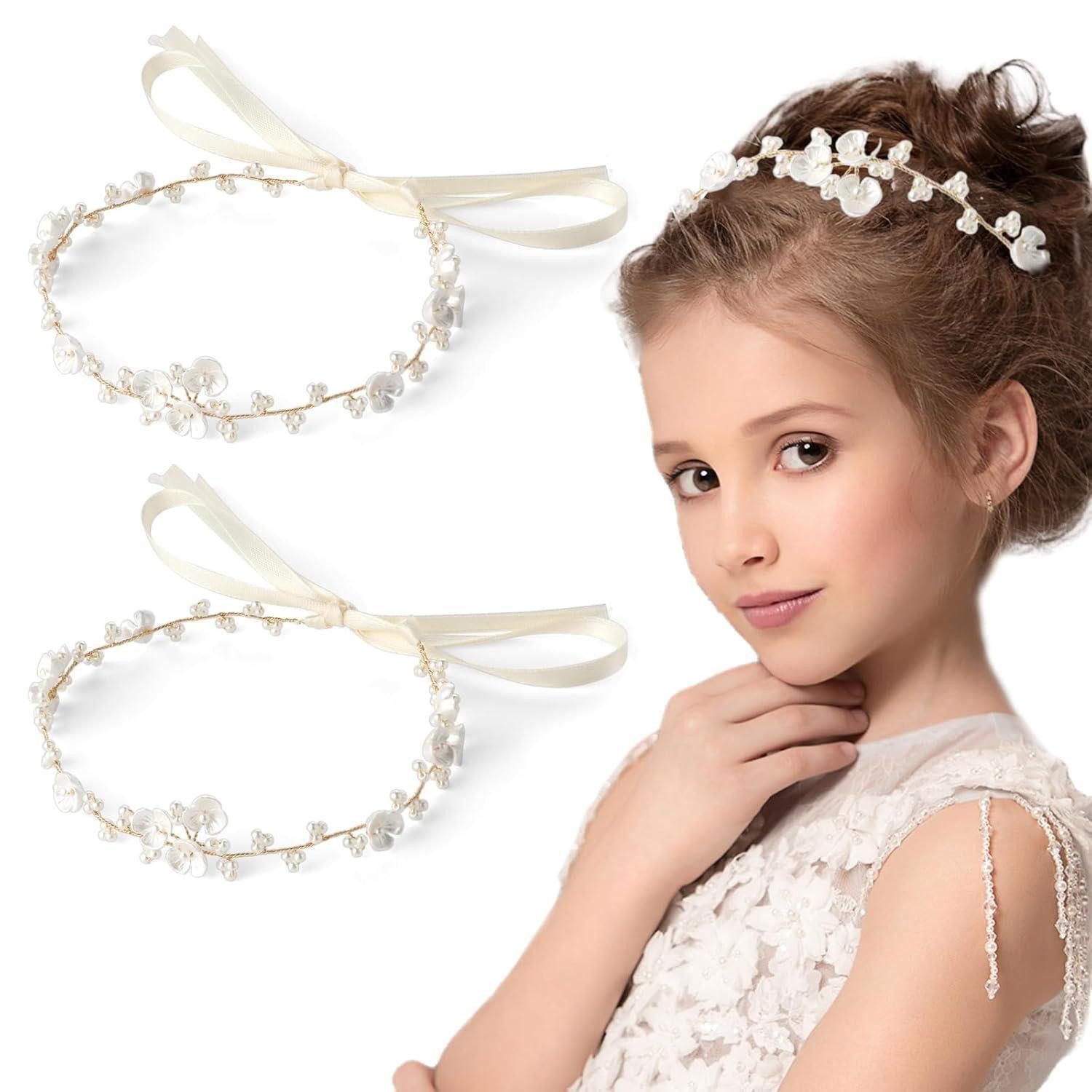 LuxusKollektion Haarreif 2 Stück Blumenkranz Haarschmuck Kinder Hochzeit Party