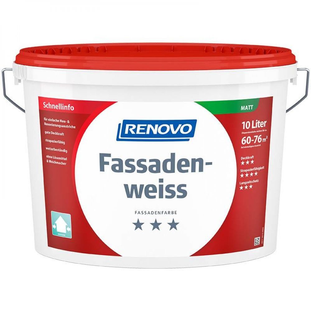 Renovo Wandfarbe Renovo Fassadenweiss matt 10 Ltr. Fassadenfarbe
