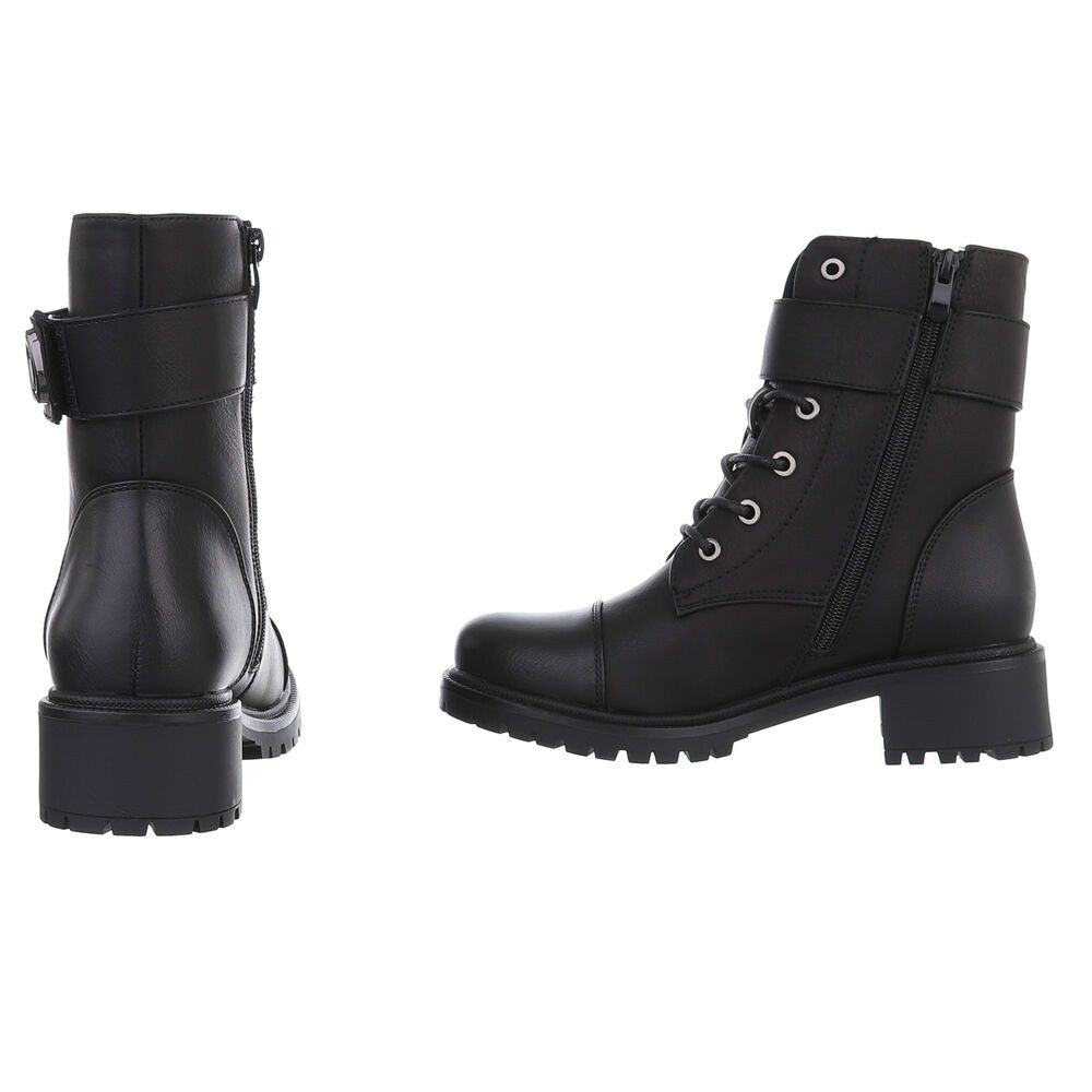 Ital-Design Damen Schnürschuhe Freizeit Schnürstiefelette (88577618) Blockabsatz Stiefeletten in Schwarz – Bild 5 von 5