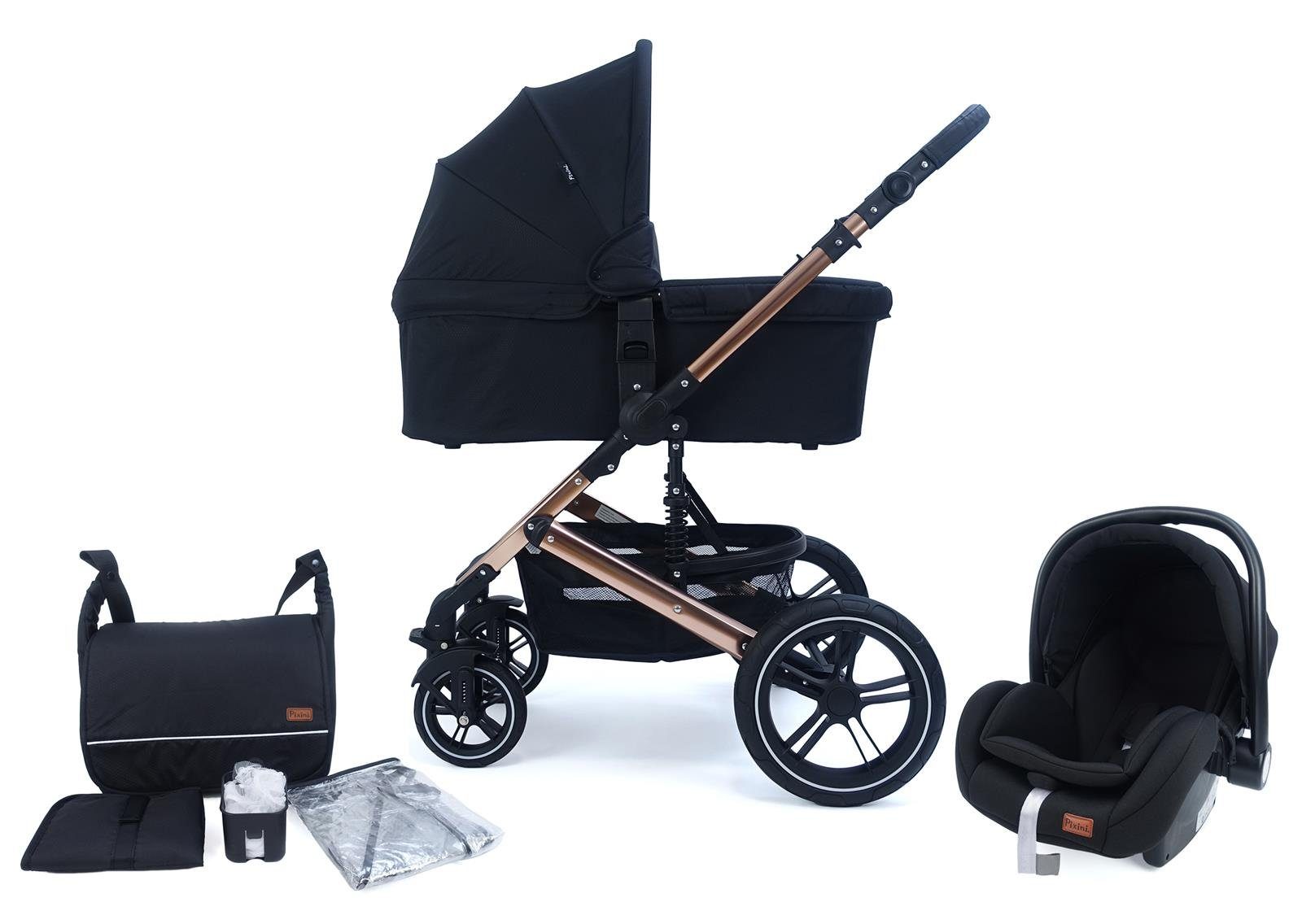 Pixini Kombi-Kinderwagen Pixini Kalani Kinderwagen 3in1 Set, Sicherheitsbügel