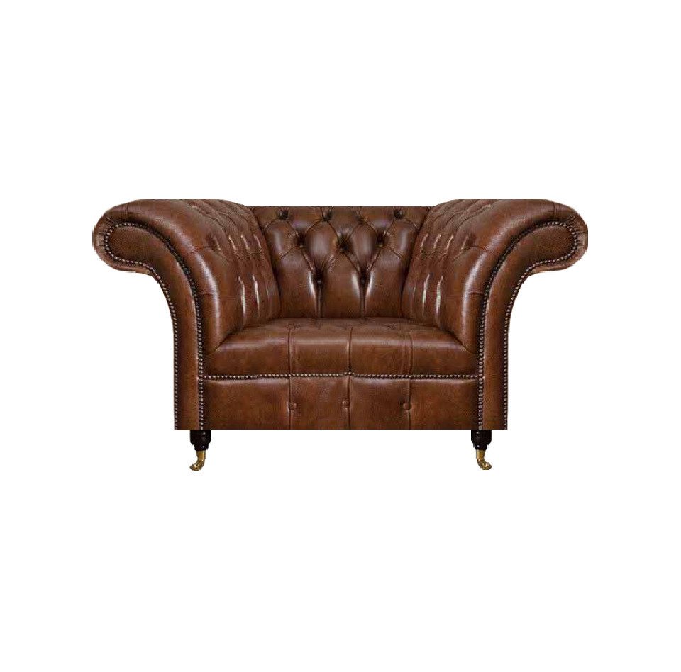 Xlmoebel Chesterfield-Sessel Brauner Kunstledersessel im Chesterfield-Stil mit Knopfheftung (1-St., Sessel), Hergestellt in Europa