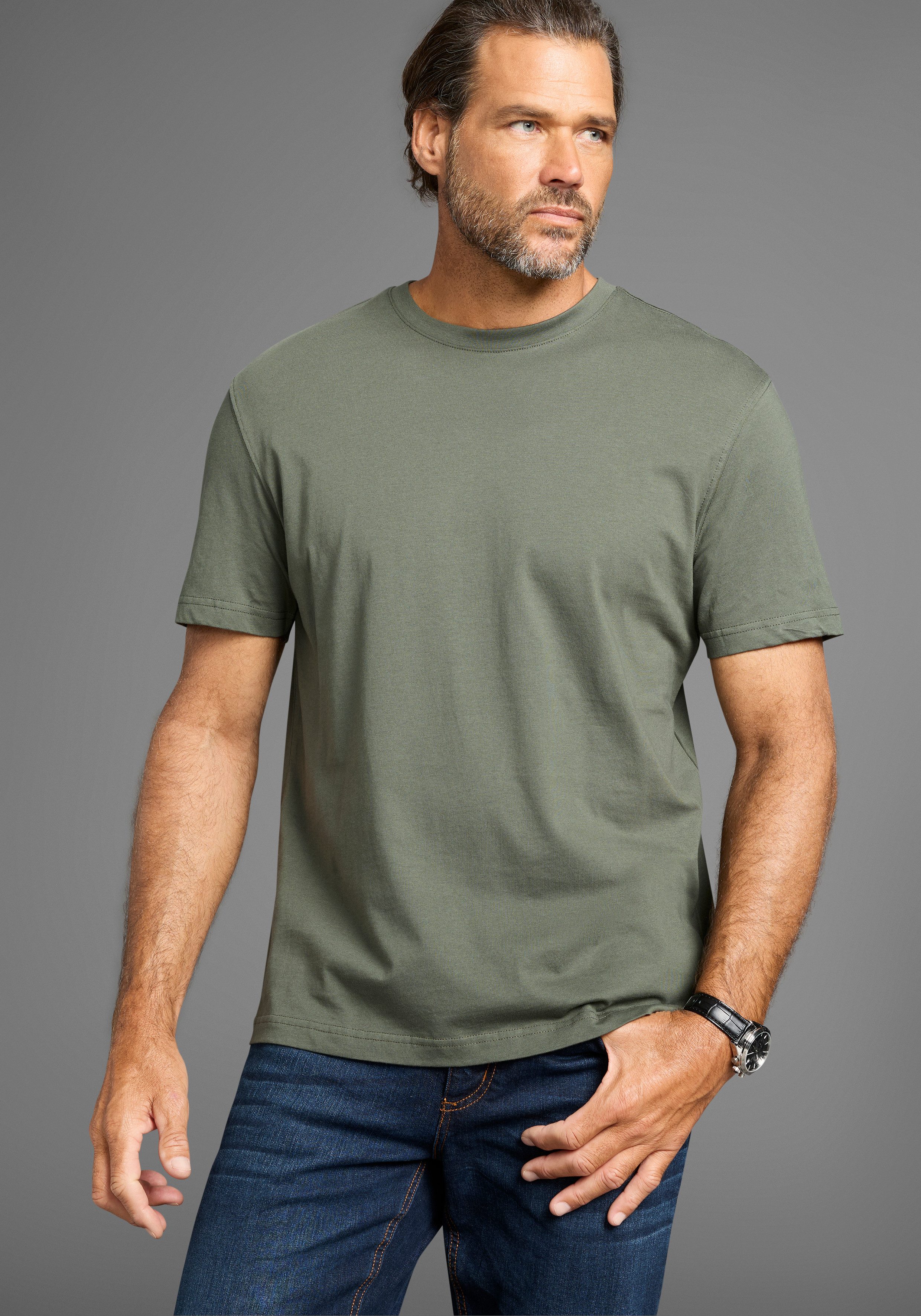 Man's World Rundhalsshirt (5er-Pack) Kurzarm, Regular Fit, unifarben, Rundh günstig online kaufen