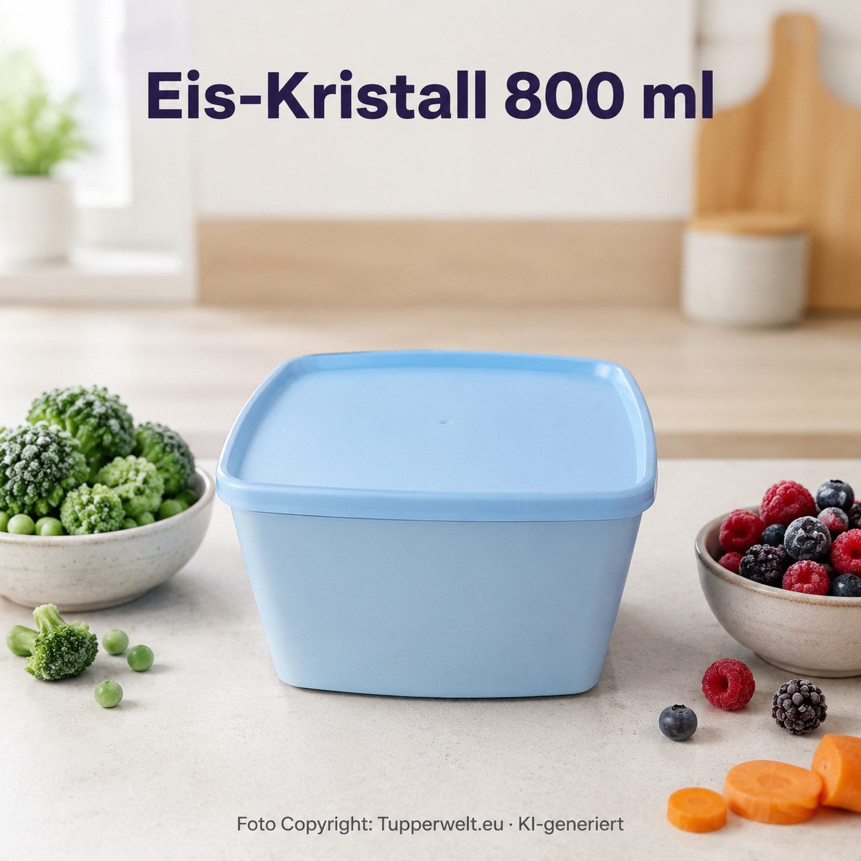 TUPPERWARE Vorratsdose TUPPERWARE Gefrier-Behälter 800 ml Hellblau Eiskristall