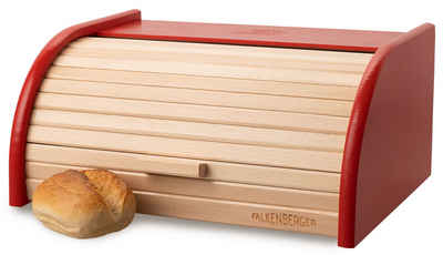 FALKENBERGER Brotkasten Brotkasten Rot 39,1x28,7x17,7cm, Holz, (1-tlg., 1 Teilig), Rollbrotkasten traditionell Brotbox mit Roll-Deckel für Brot Handmade
