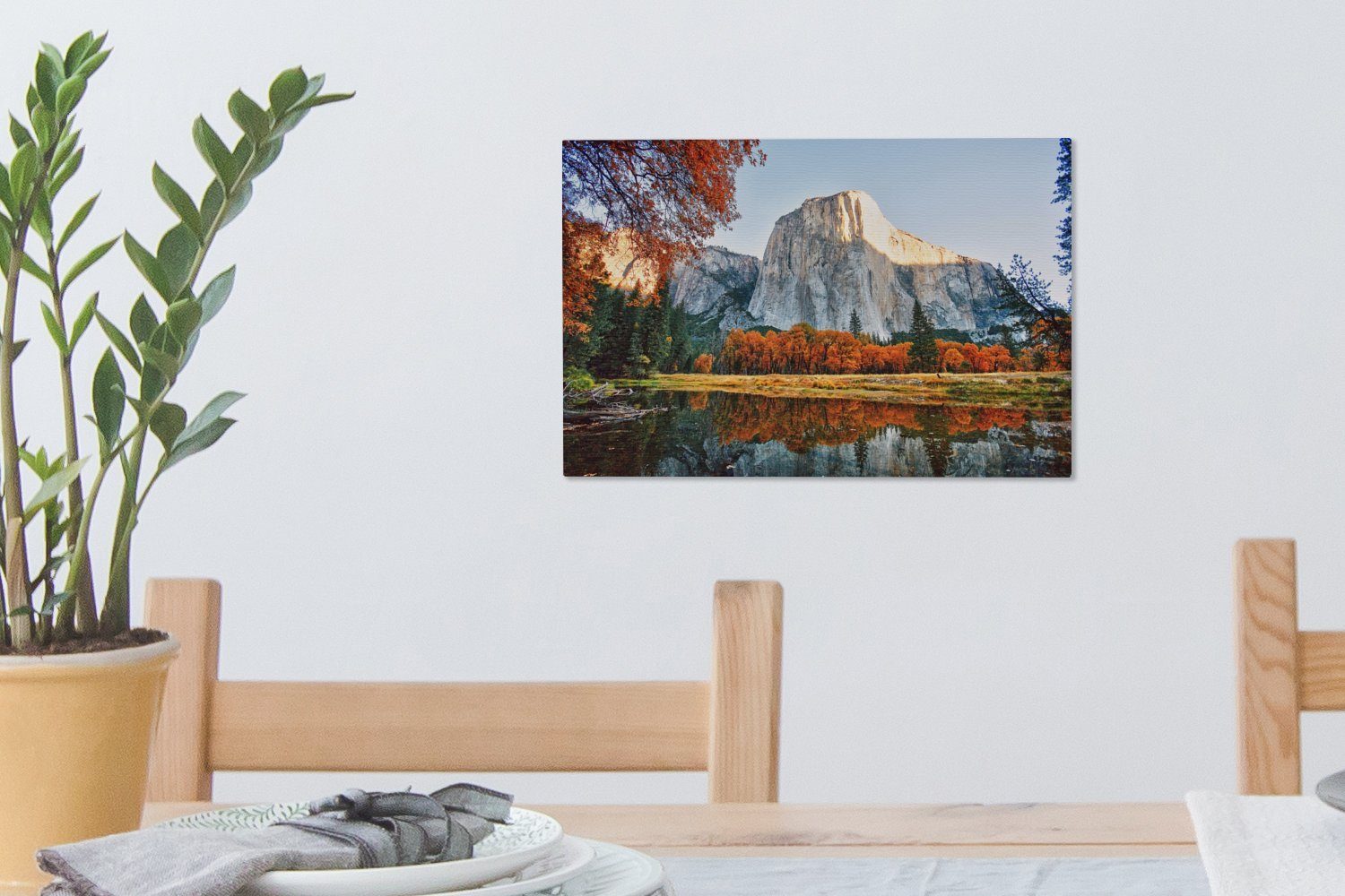 OneMillionCanvasses® Leinwandbild Herbsttag im (1 Leinwandbilder, Aufhängefertig, Kalifornien, Wanddeko, in 30x20 Yosemite-Nationalpark cm St), Wandbild