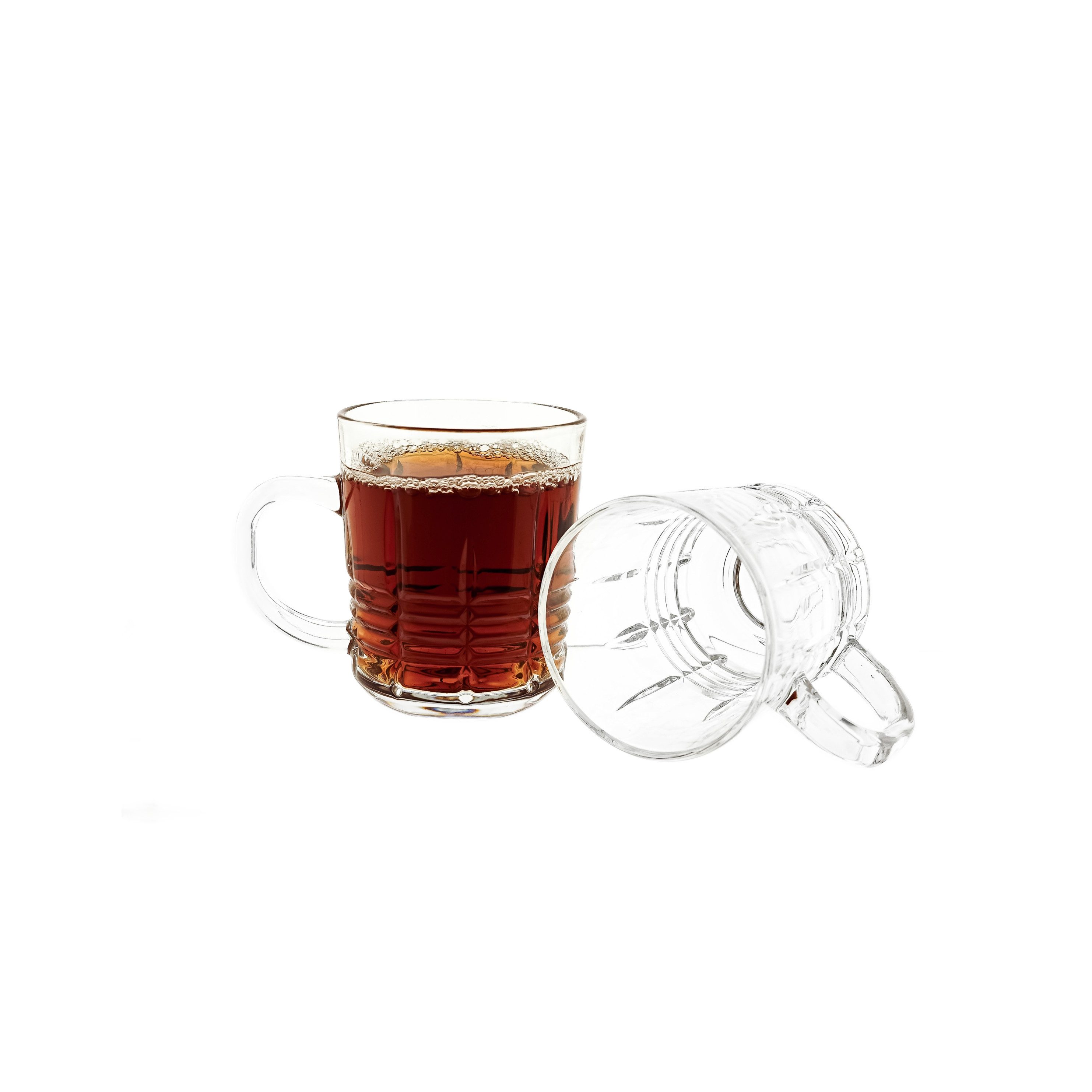 Sunay Gläser-Set 6er Set Henkelgläser mit dekorativem Linienmuster, 240 ml, 6-tlg., Glas