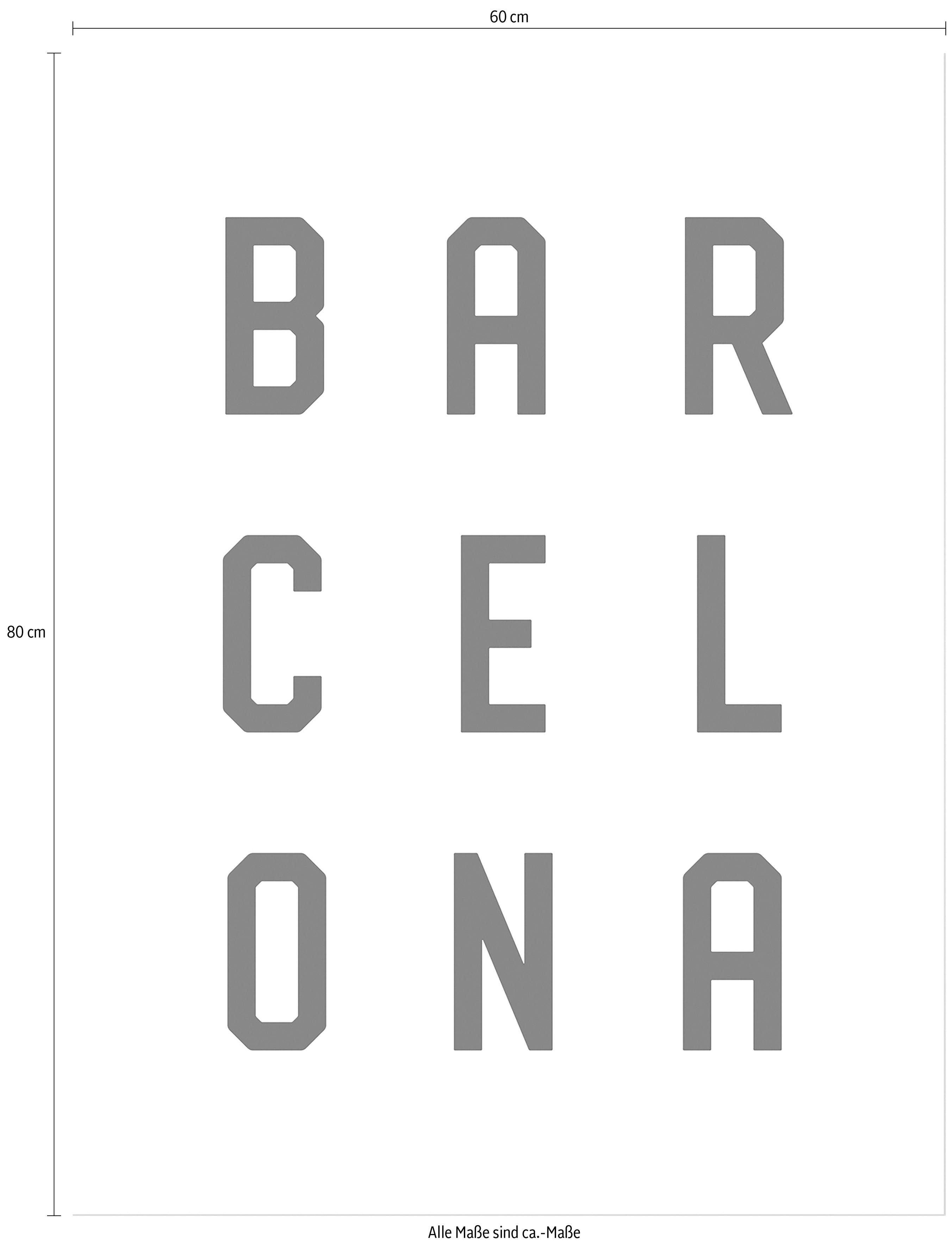 Wall-Art Poster Typographie Barcelona, Wandbild, Bild, Wandposter Poster