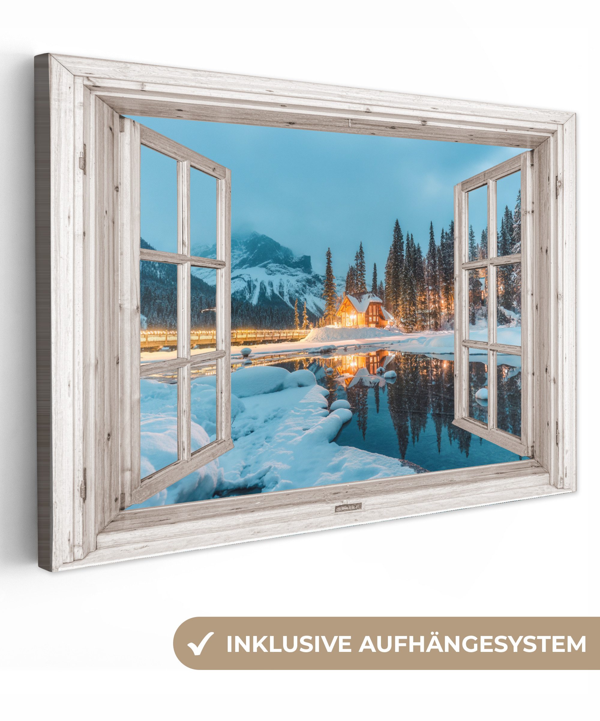 OneMillionCanvasses® Leinwandbild Durchblick - Winterlandschaft - günstig online kaufen