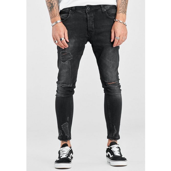 2Y Premium Slim-fit-Jeans BENYI mit Destroyed-Elementen