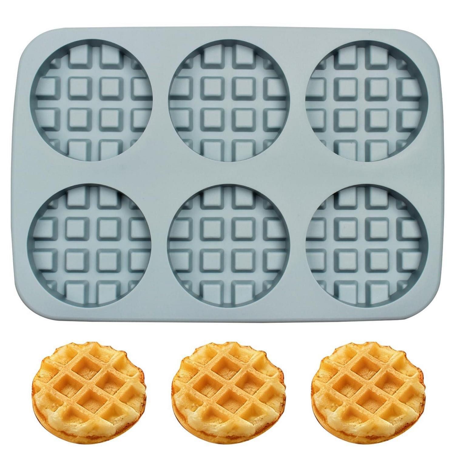 LuxusKollektion Silikonform Silikon-Waffelform 6er-Set Rund Grau
