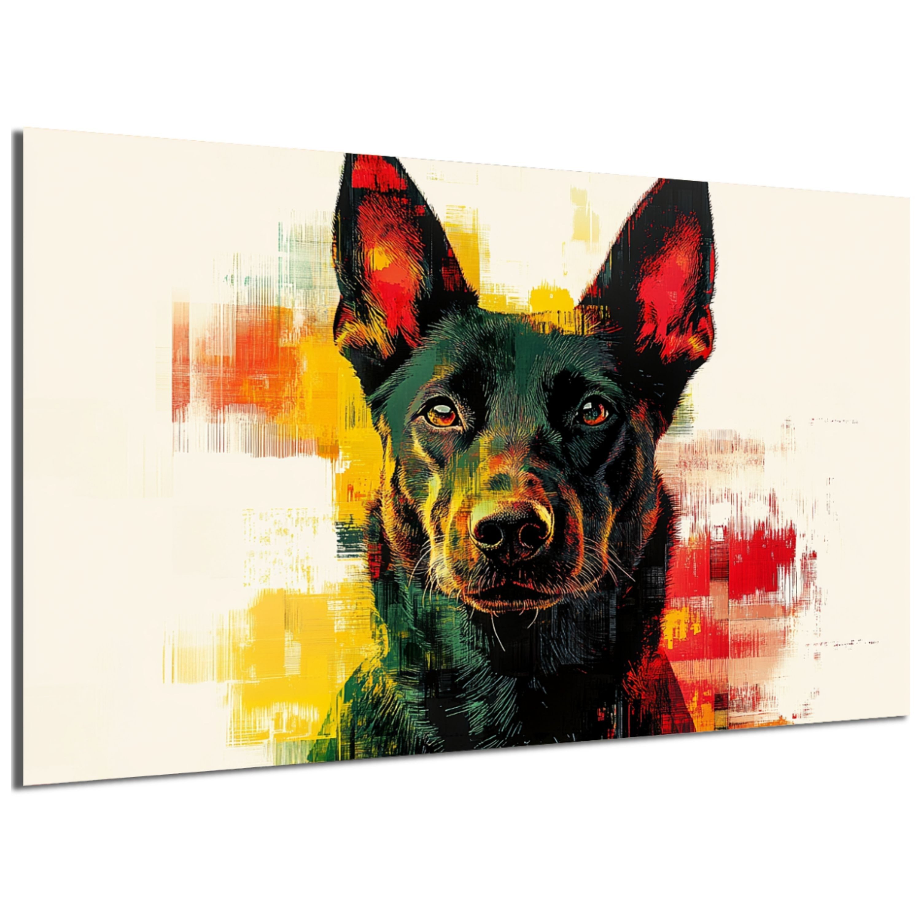 DARO Design Leinwandbild Modern Abstrakt Wandbilder XXL Wandbild Wand Deko Leinwand Bilder, (Malinois Warhol Glitch - Bild groß Wohnzimmer Schlafzimmer Küche Esszimmer Einteilig Querformat Fotodruck Leinwände Wanddeko Abstrakte Kunst Boho), 30x20cm