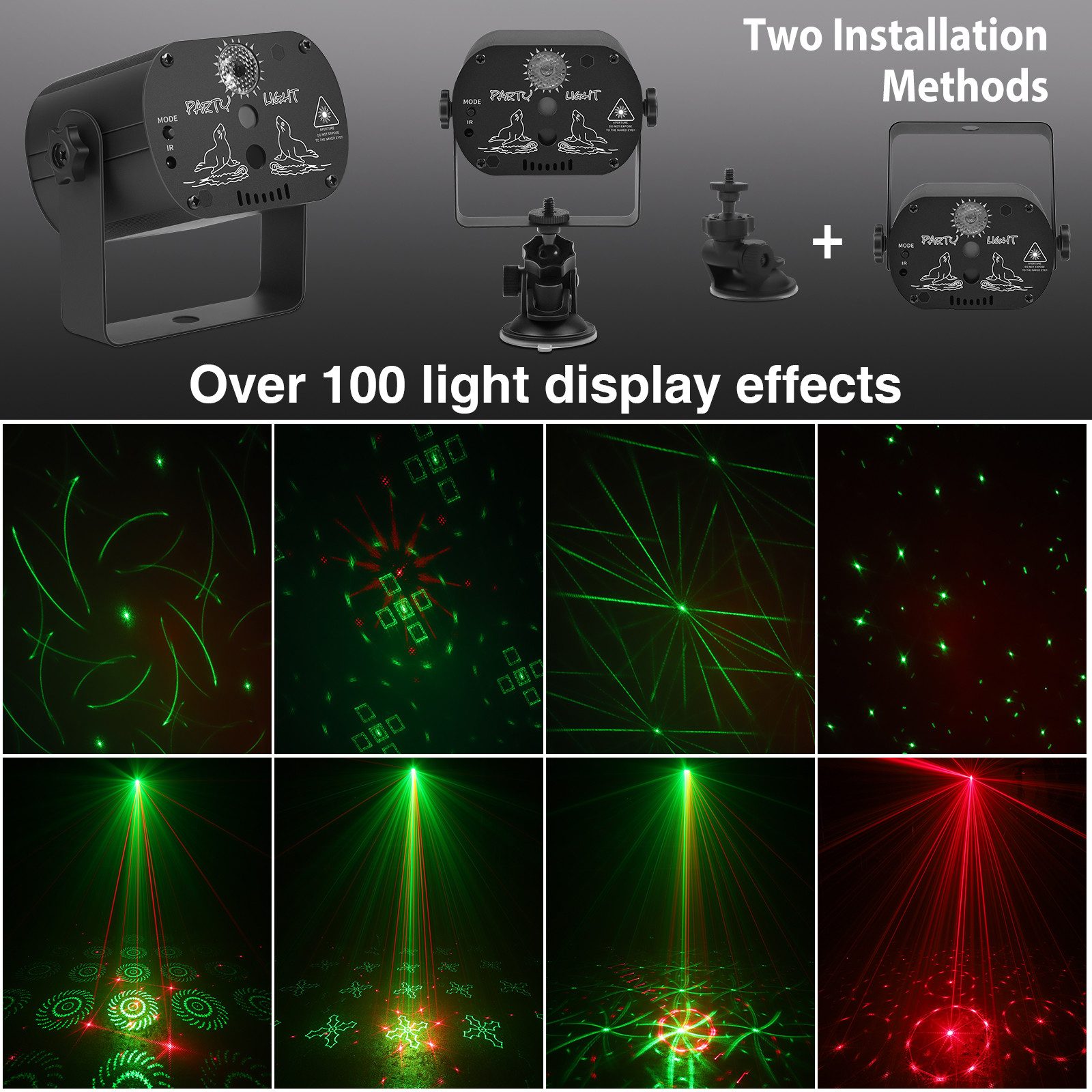 ZonQoonz Discolicht DJ-Disco-Partybeleuchtung, RGB-LED-Laserlicht mit Soundaktivierung