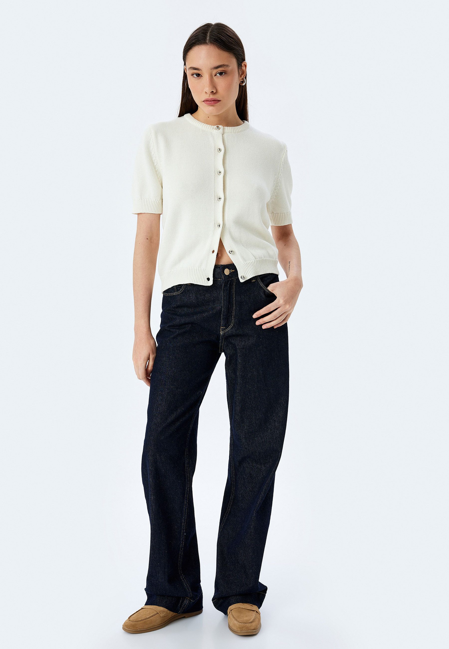 Koton Cardigan Rundhalsausschnitt Mit Knöpfen Cardigan