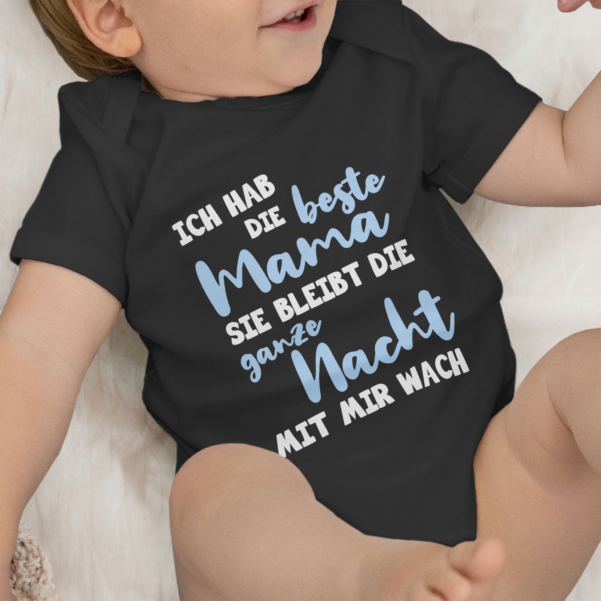 Nacht Shirtracer (1-tlg) Muttertagsgeschenk hab Mama beste ganze die wach Schwarz Shirtbody Ich - 2