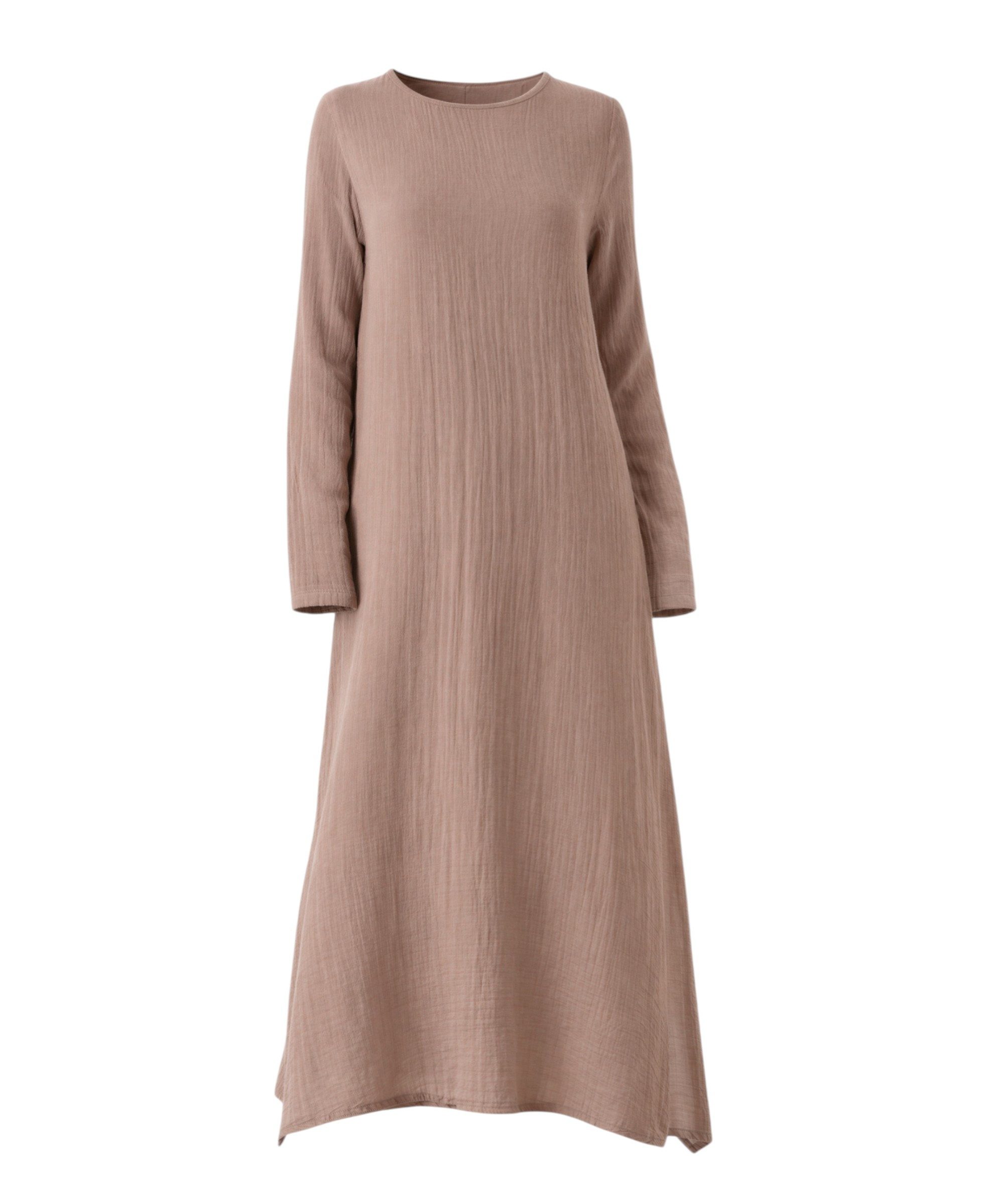 WENOR Longtunika Musselin 100 % Baumwolle 125 cm, Seitenschlitze, Modest Fashion 34–50