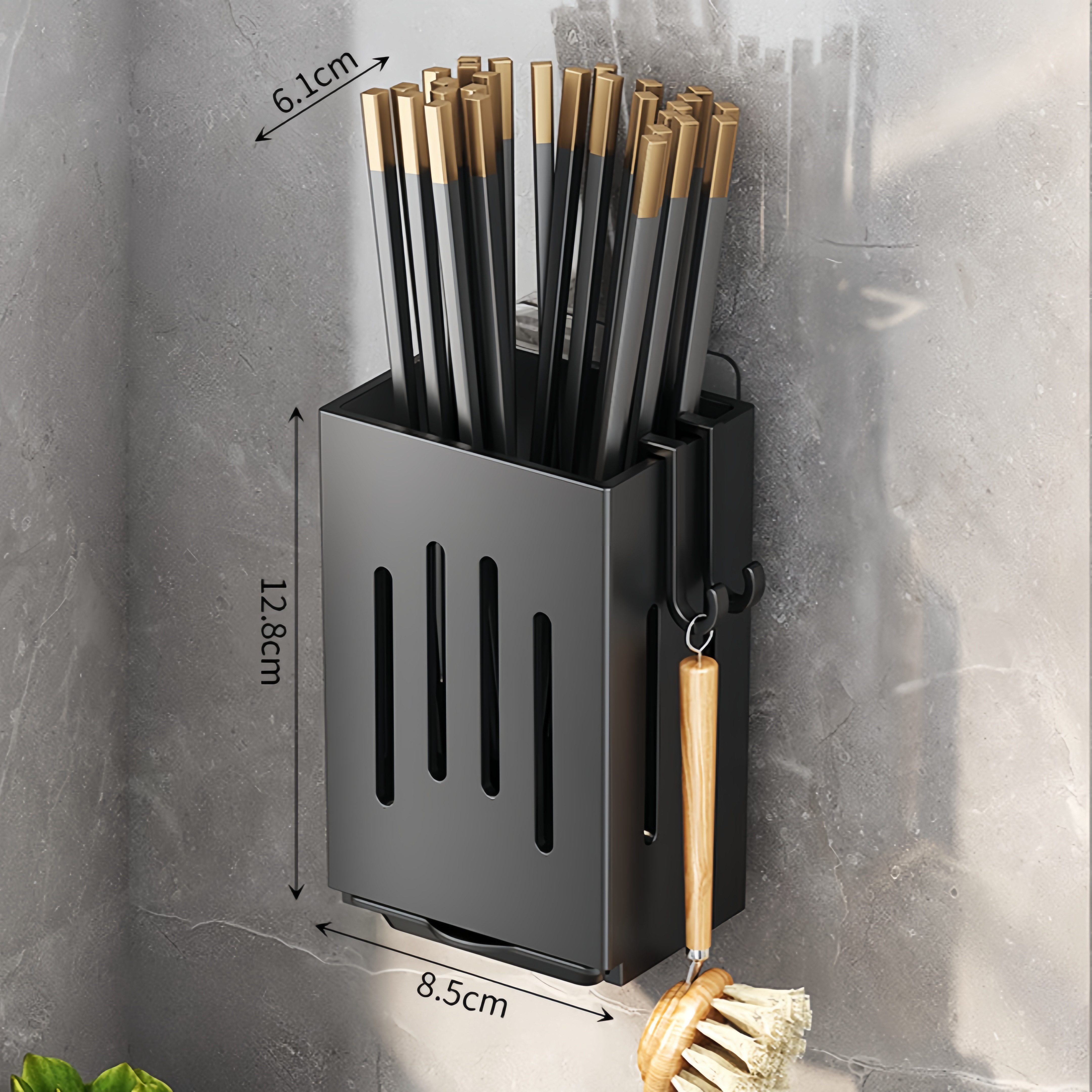 FOUORTUNATE-BEE Besteckhalter Wand Besteckhalter selbstklebend Küchen Organizer Stäbchenhalter, (1-tlg), Für Küche Löffel Gabeln Bürsten Schwamm Abtropf Aufbewahrung