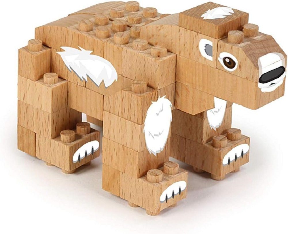 FabBrix Holzbaukasten WWF Wooden Bricks Polar Bear Holzbausteine, Klemmbausteine