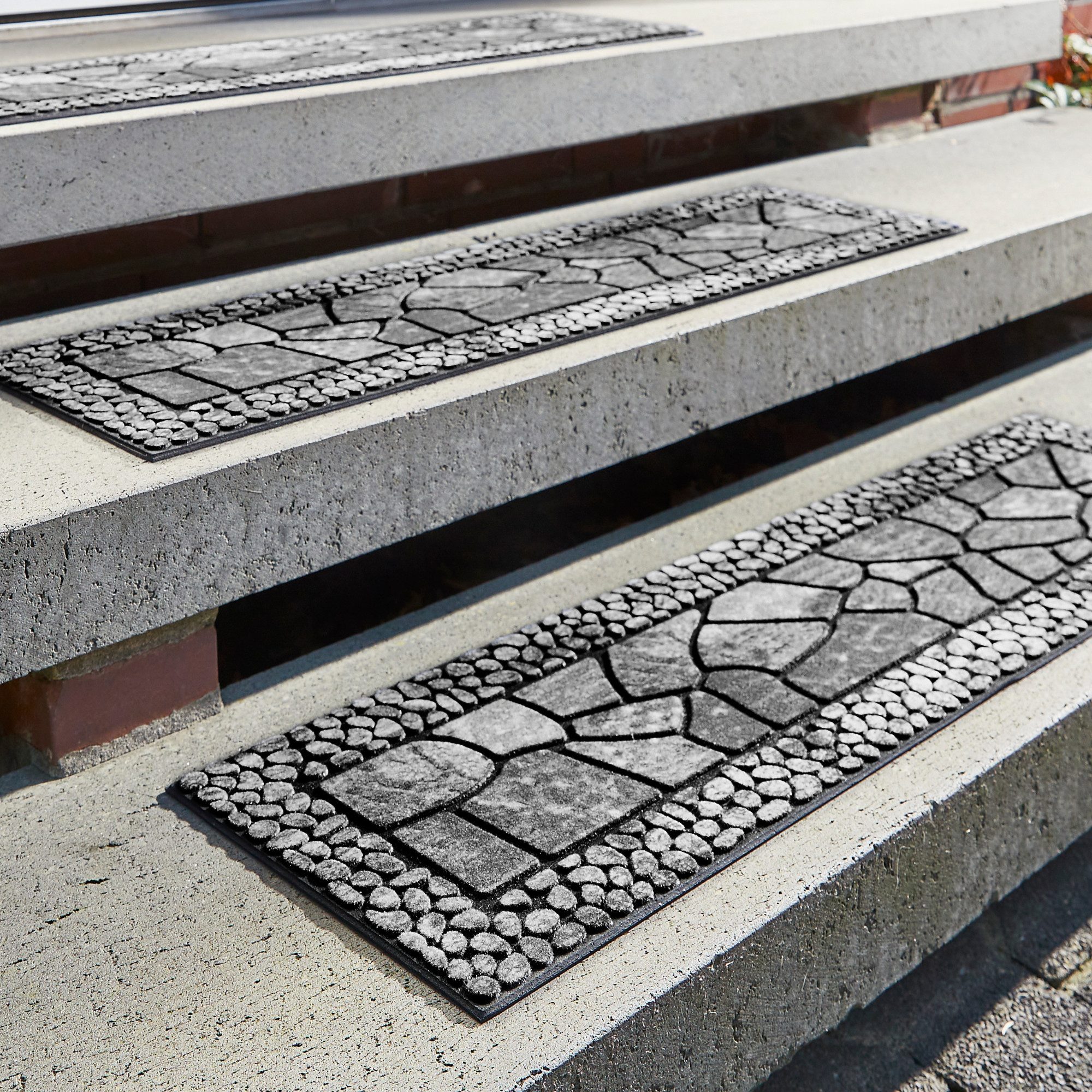 Andiamo Stufenmatte Outdoor, 2er Set, rechteckig, Höhe: 6 mm, Outdoor-Stufenmatten, Stein Motiv, Gartenbereich, Außenbereich