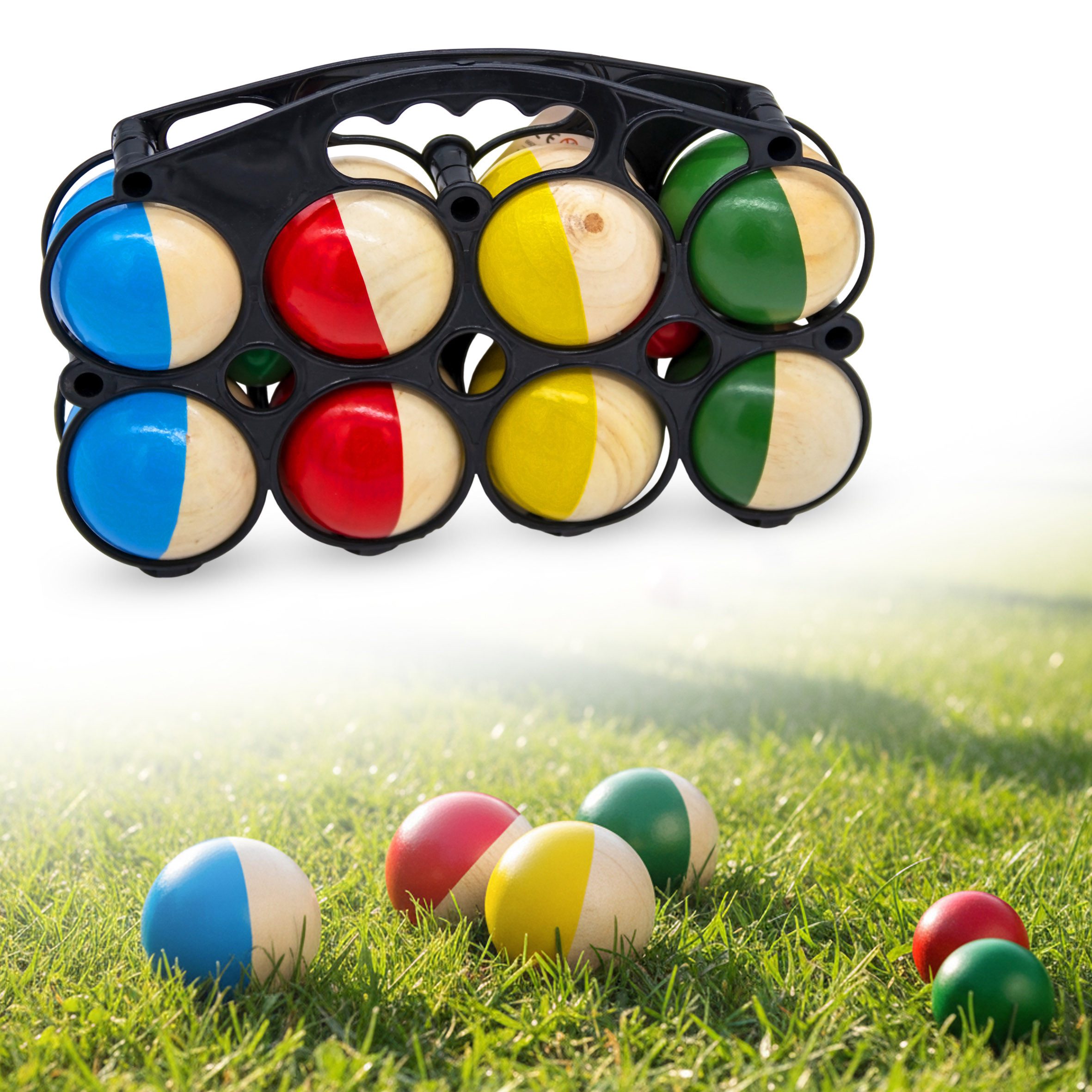Spiel Boule Set mit Tragekorb - 8 Kugeln - Boccia Spiel