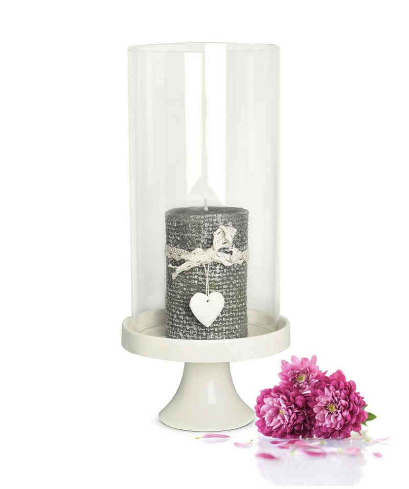 Sendez Windlicht Glaszylinder mit Porzellanteller Торшеры Tischdeko Kerzenständer