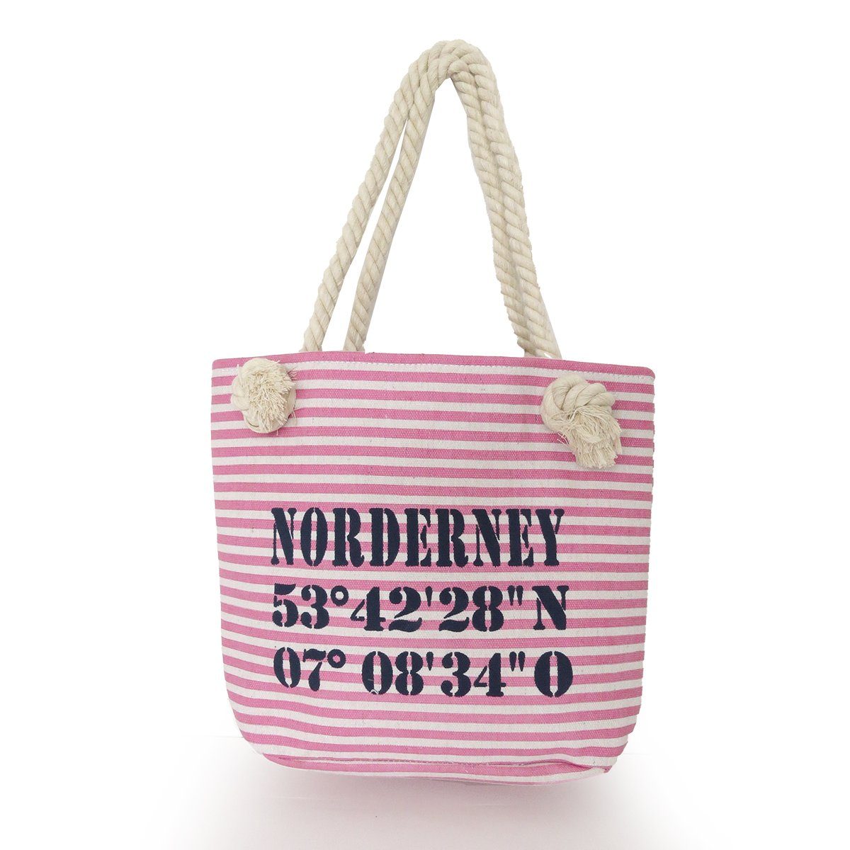 Shopper Innentasche Shopper Koordinaten, kleine Reißverschluss XS mit Tasche rosa-marine Originelli Sonia Umhängetasche "Norderney"