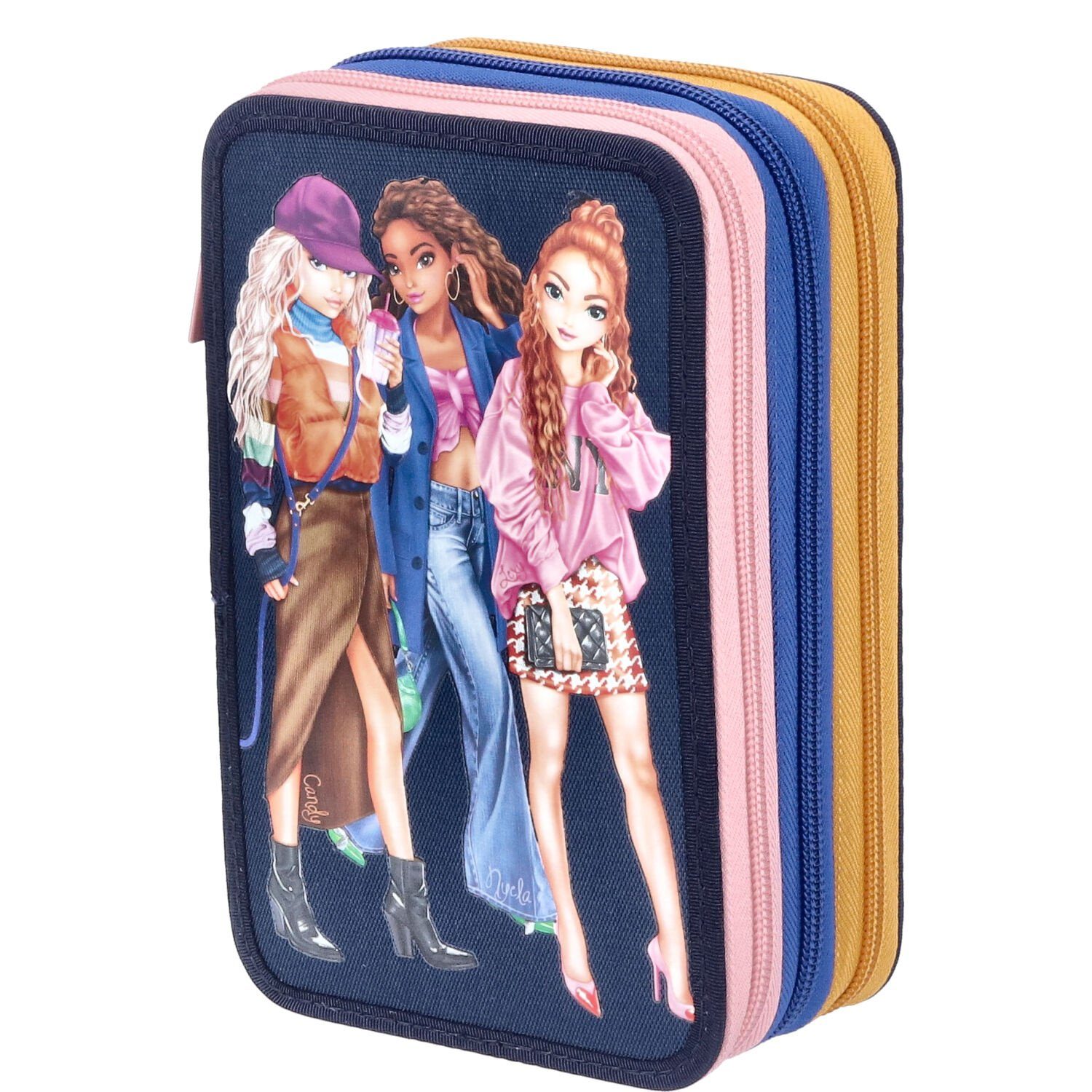 Depesche Geldbörse Depesche 3-Fach Federtasche TOPModel City Girls dunkelblau