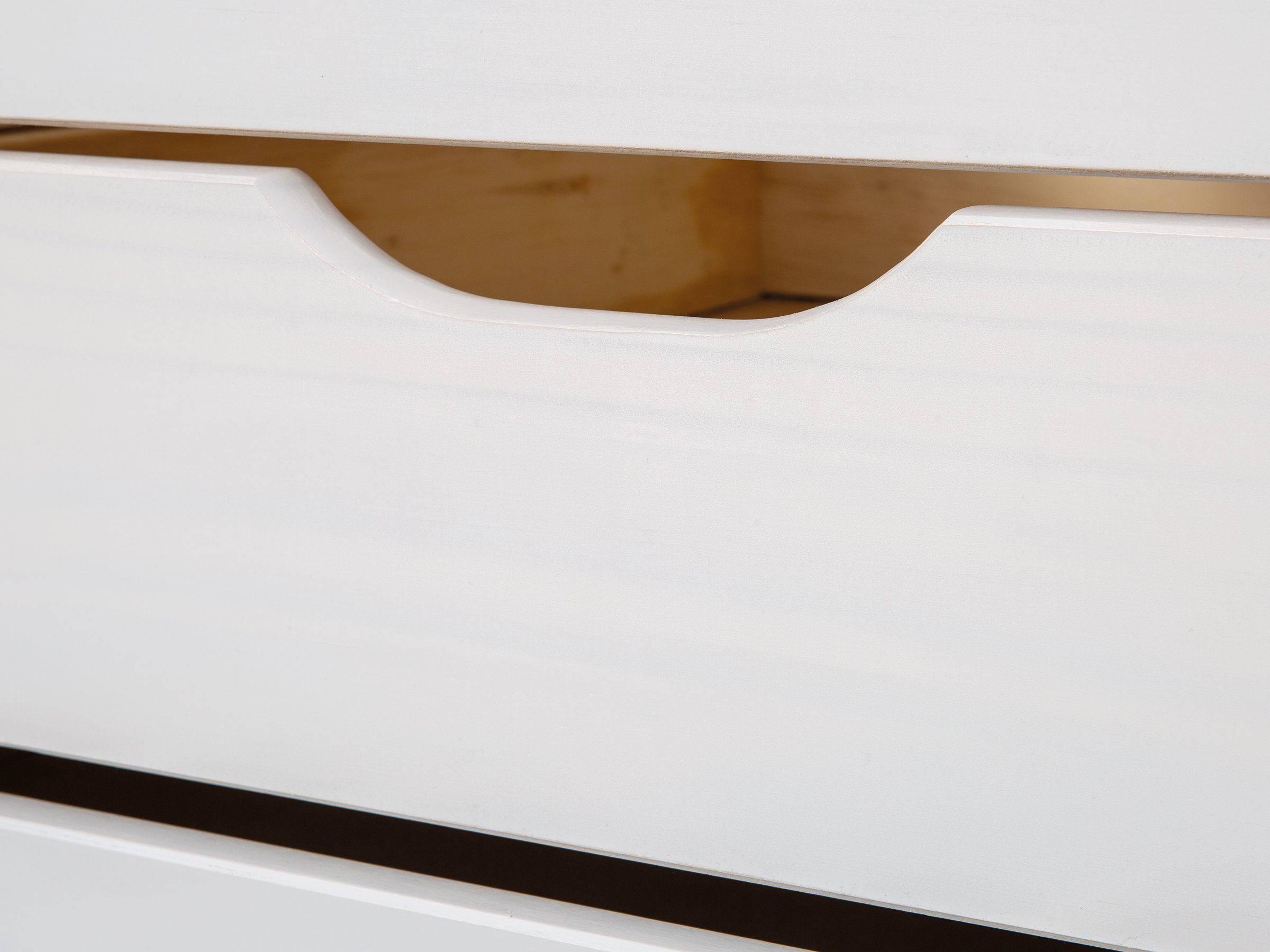 3 Farben mit aus Ulli, mit in Lattenrost, Link Schubladen, Funktionsbett 90x200, ausziehbarer herausnehmbaren inkl. Inter 3 Liegefläche Massivholz, weiß