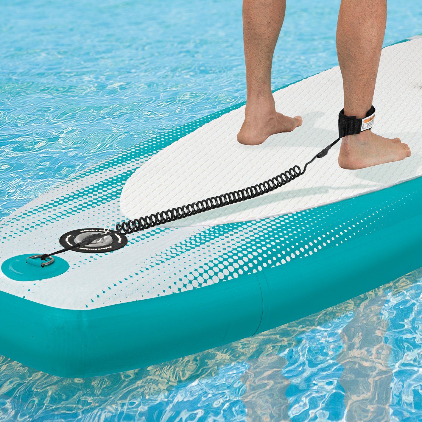 MAXXMEE Inflatable SUP-Board cm, 300 Stand Paddling Set Board Stand-Up kg, Zubehör, Paddle-Board 110 Paddel up Komplett türkis/weiß SUP inkl