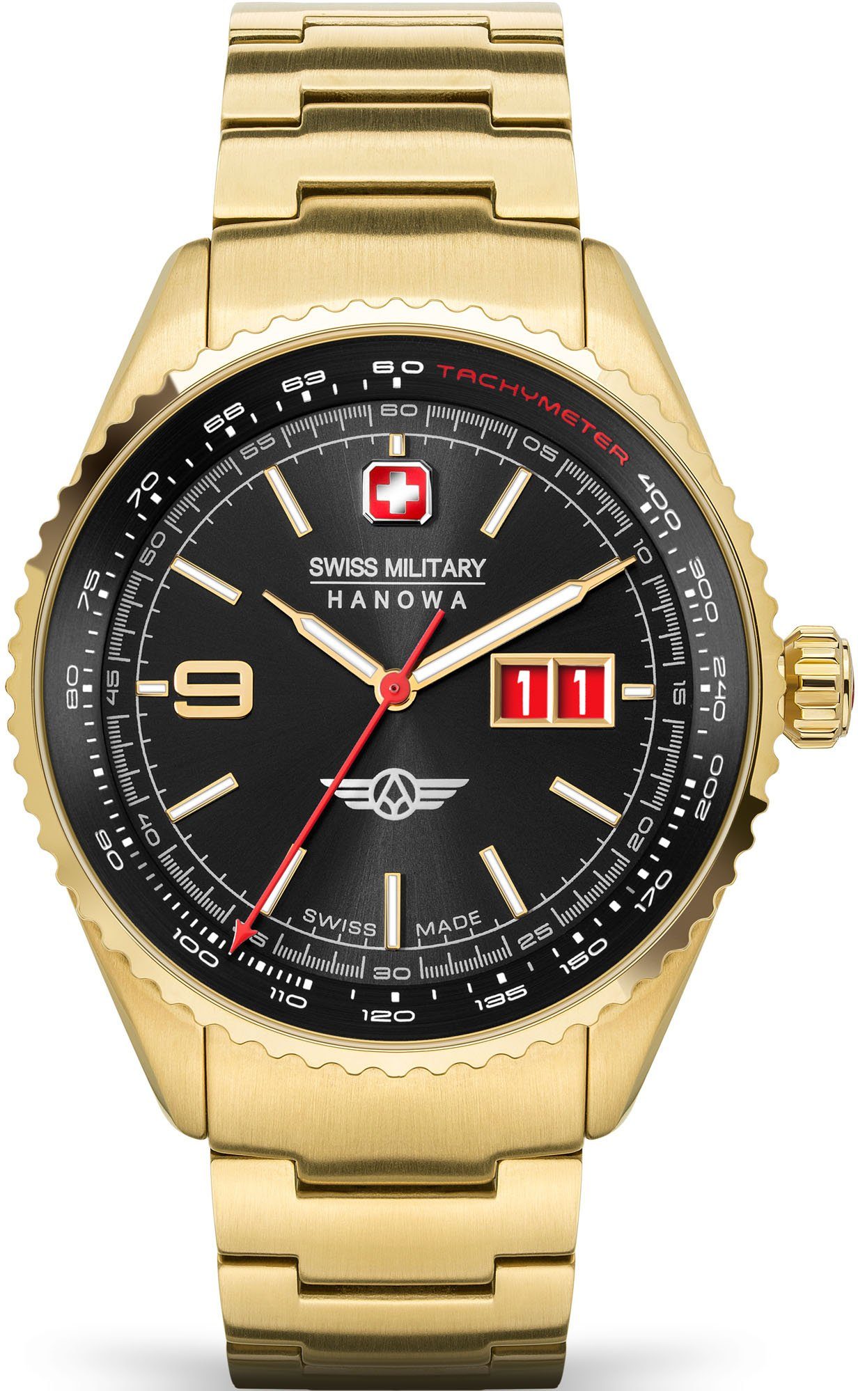 Military Uhr Hanowa Schweizer SMWGH2101010 schwarz gold, AFTERBURN, Swiss