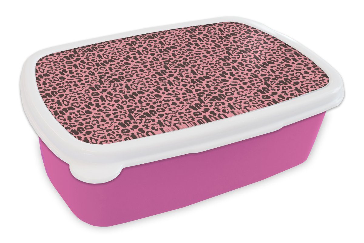 MuchoWow Lunchbox Tiermuster - Rosa - Panther, Kunststoff, (2-tlg), Brotbox für Erwachsene, Brotdose Kinder, Snackbox, Mädchen, Kunststoff | Lunchboxen