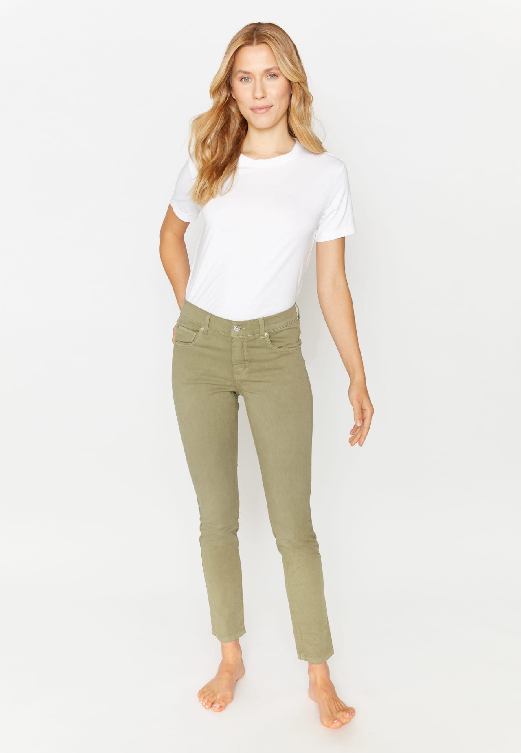 ANGELS mit Coloured Denim Slim-fit-Jeans in Label-Applikationen, Coloured Jeans Hochwertiger Denim Skinny