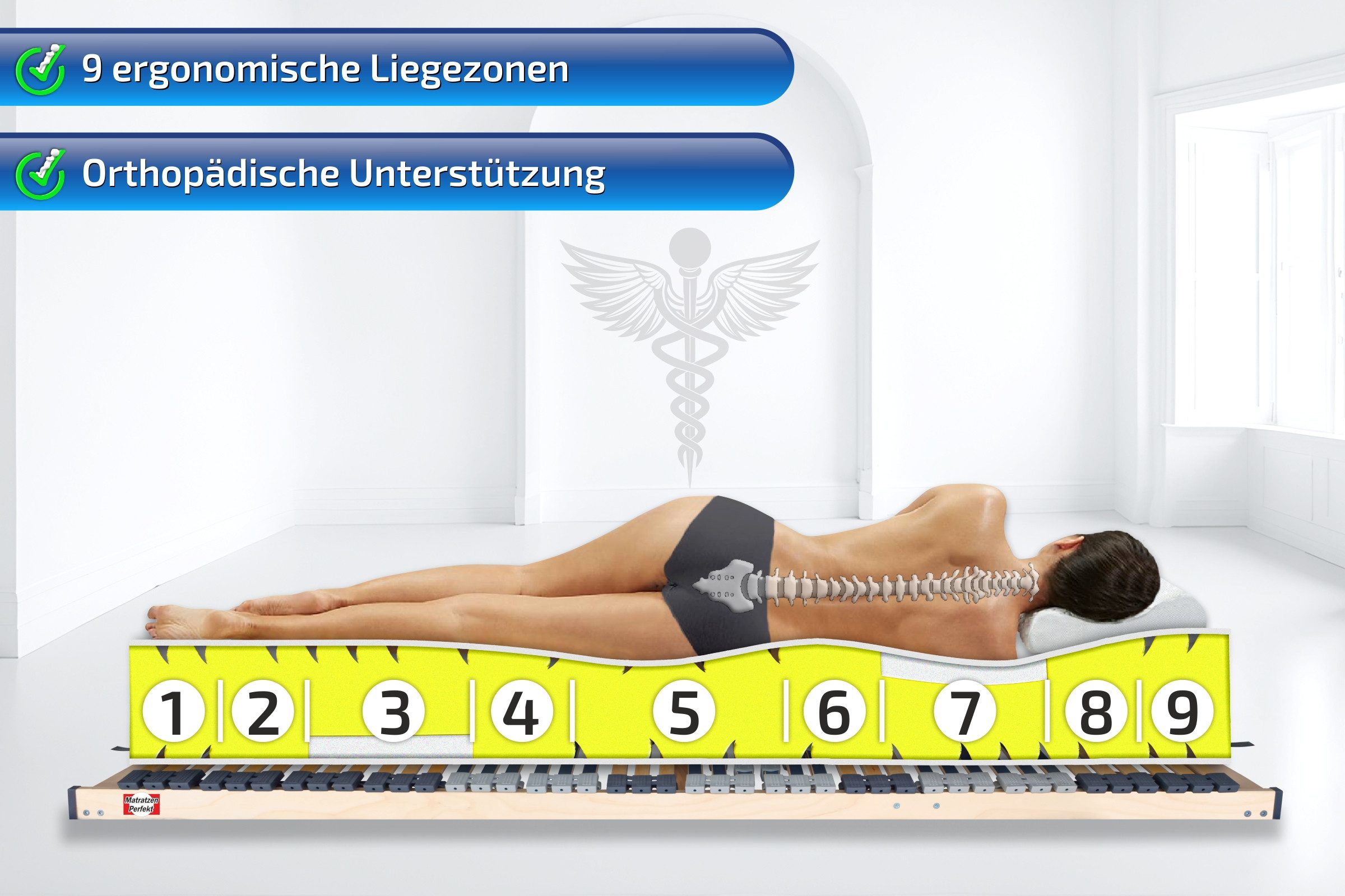 Kaltschaummatratze Terramed Visco 9 Zonen Matratze Visco-Schulterzone bester Kaltschaum, Matratzen Perfekt, 24 cm hoch, (Patentierte Würfelschnitt Technik, optimale Anpassung), hohes Raumgewicht und Visco - Schulterzone