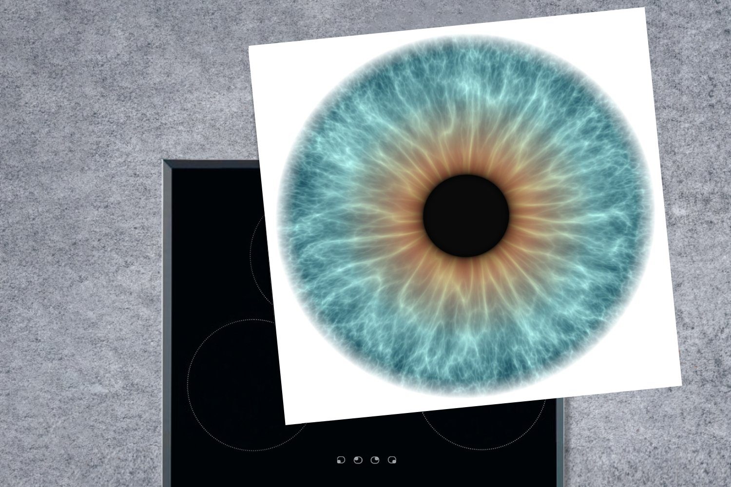 Arbeitsplatte Auges, Herdblende-/Abdeckplatte (1 für cm, Iris küche tlg), 78x78 Ceranfeldabdeckung, Vinyl, Meeresblaue des MuchoWow
